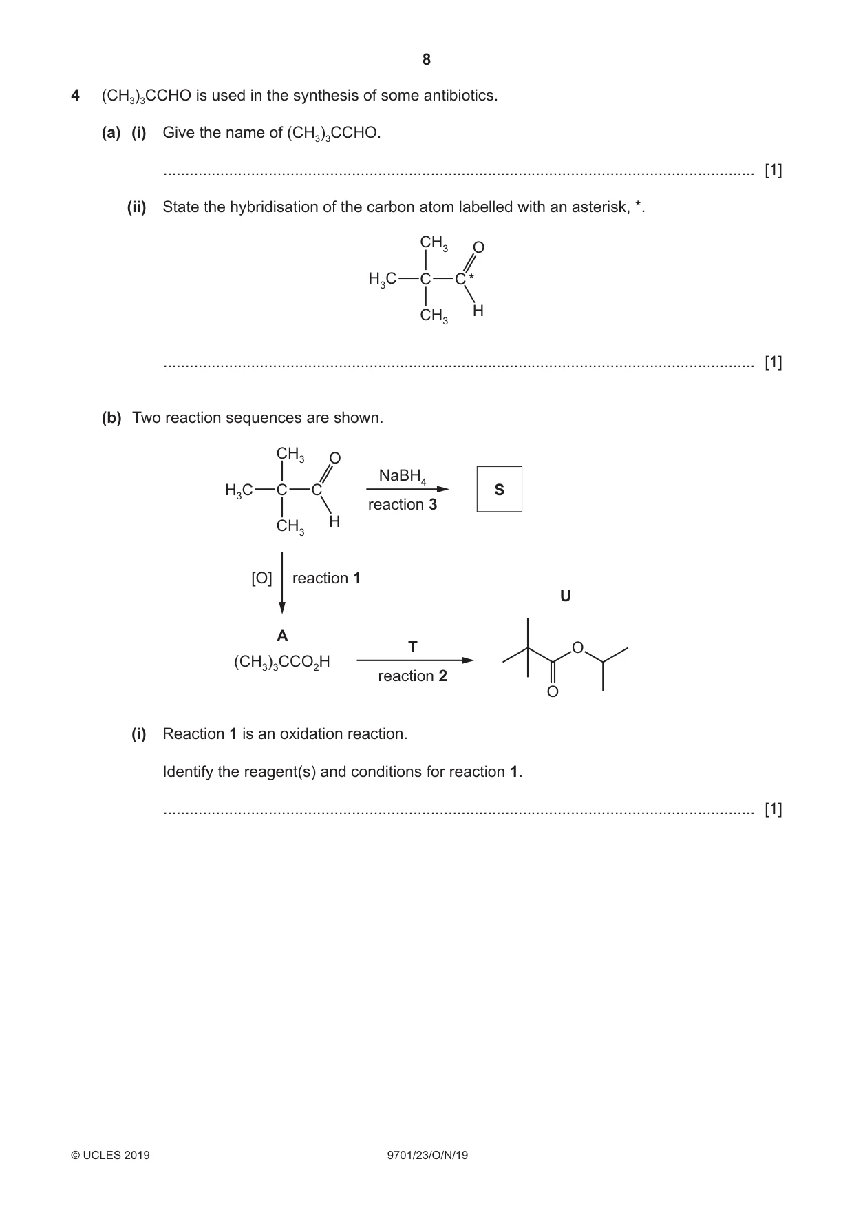 Cambridge A Level Chemistry 9701 2019 Oct/Nov Paper 2 · Variant 3 question paper, page 8 of 12