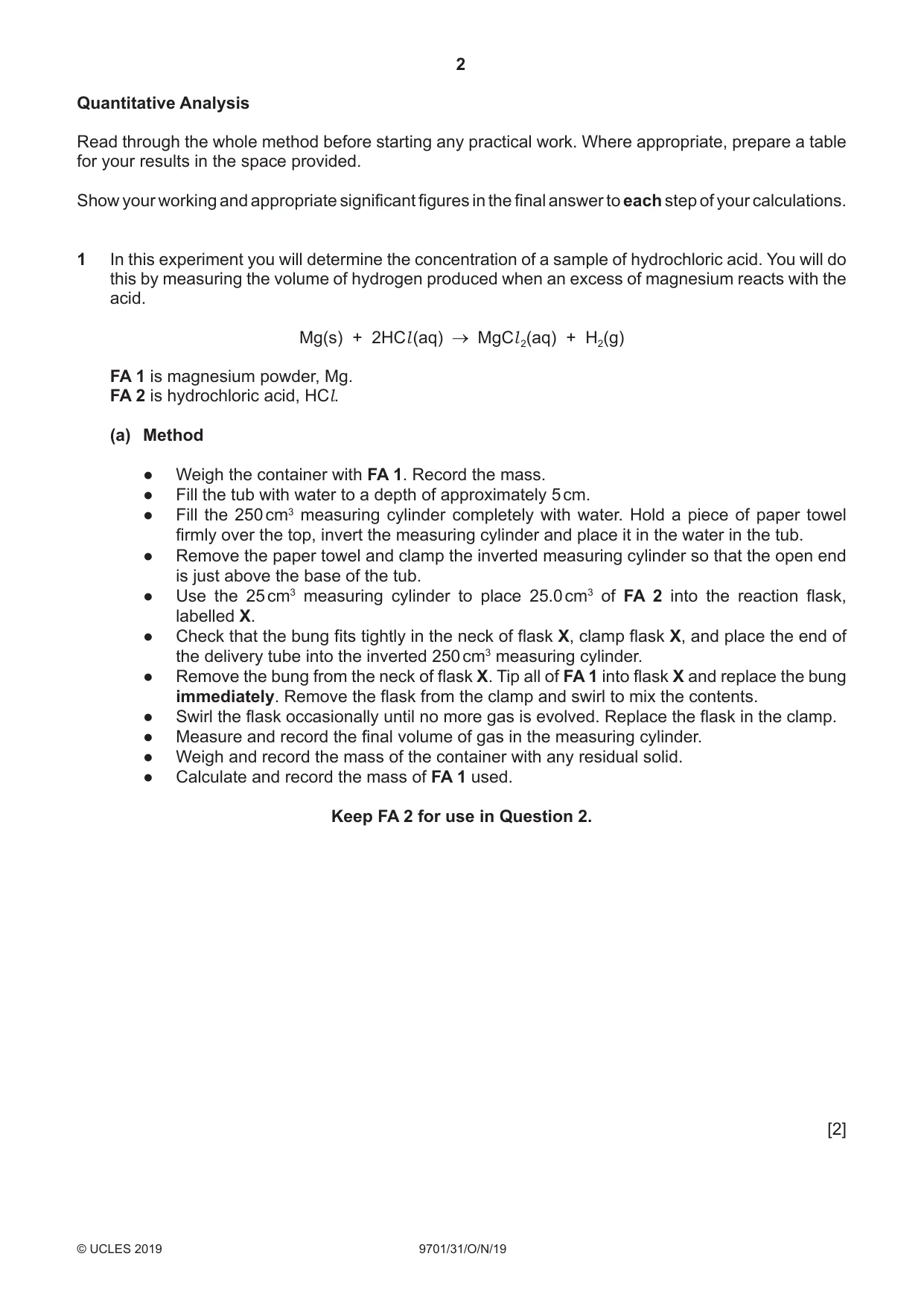 Cambridge A Level Chemistry 9701 2019 Oct/Nov Paper 3 · Variant 1 question paper, page 2 of 16