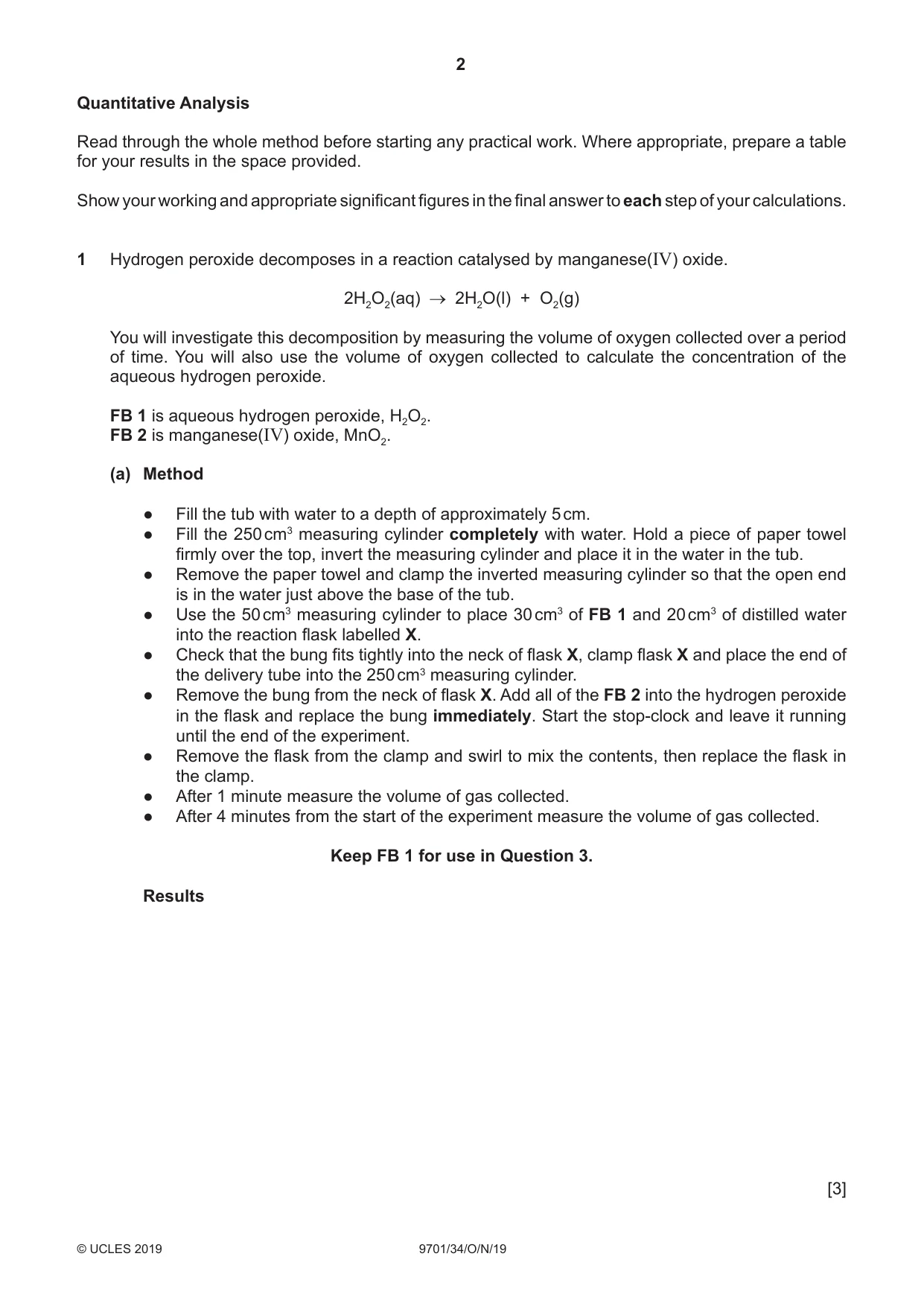 Cambridge A Level Chemistry 9701 2019 Oct/Nov Paper 3 · Variant 4 question paper, page 2 of 12