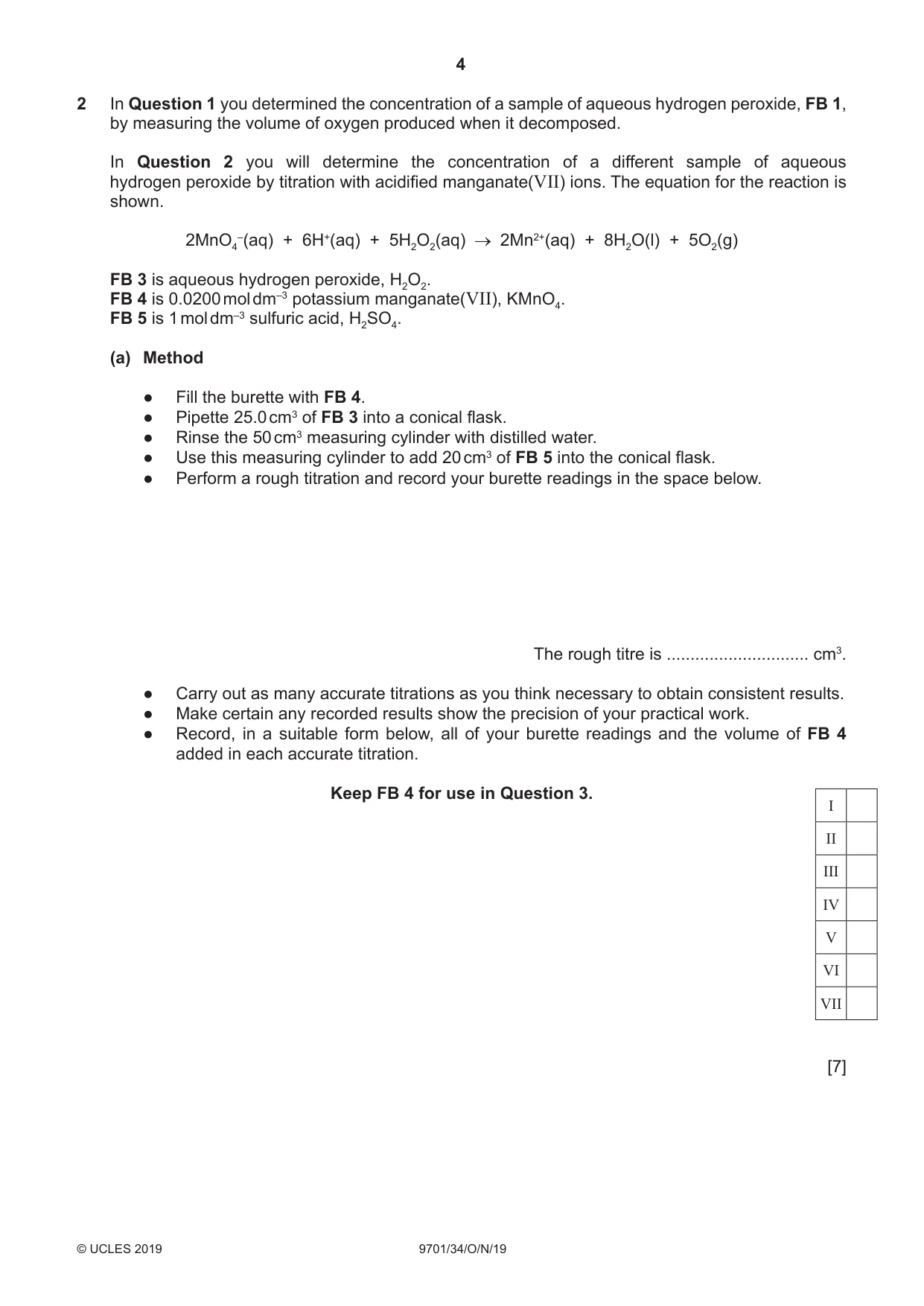 Cambridge A Level Chemistry 9701 2019 Oct/Nov Paper 3 · Variant 4 question paper, page 4 of 12