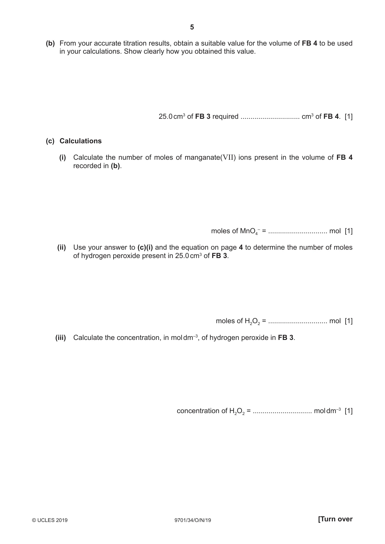 Cambridge A Level Chemistry 9701 2019 Oct/Nov Paper 3 · Variant 4 question paper, page 5 of 12