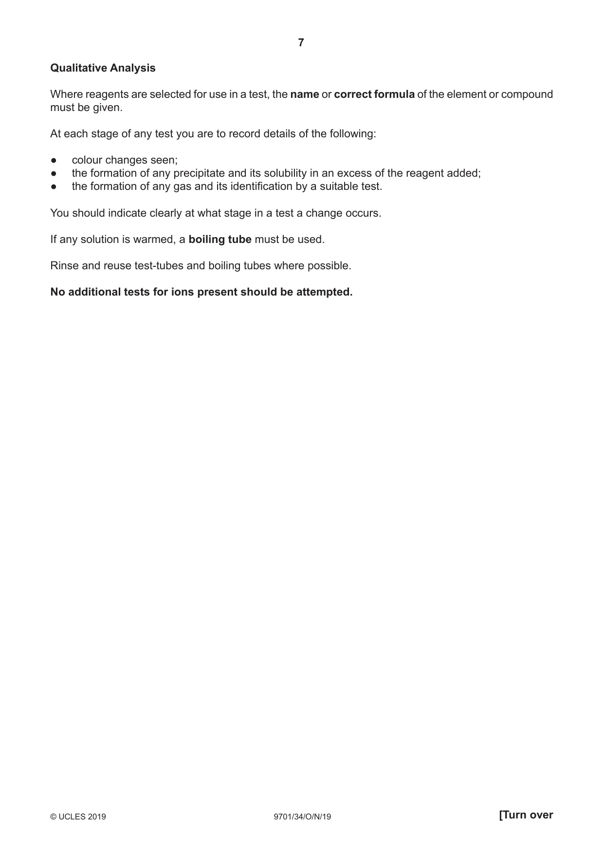 Cambridge A Level Chemistry 9701 2019 Oct/Nov Paper 3 · Variant 4 question paper, page 7 of 12