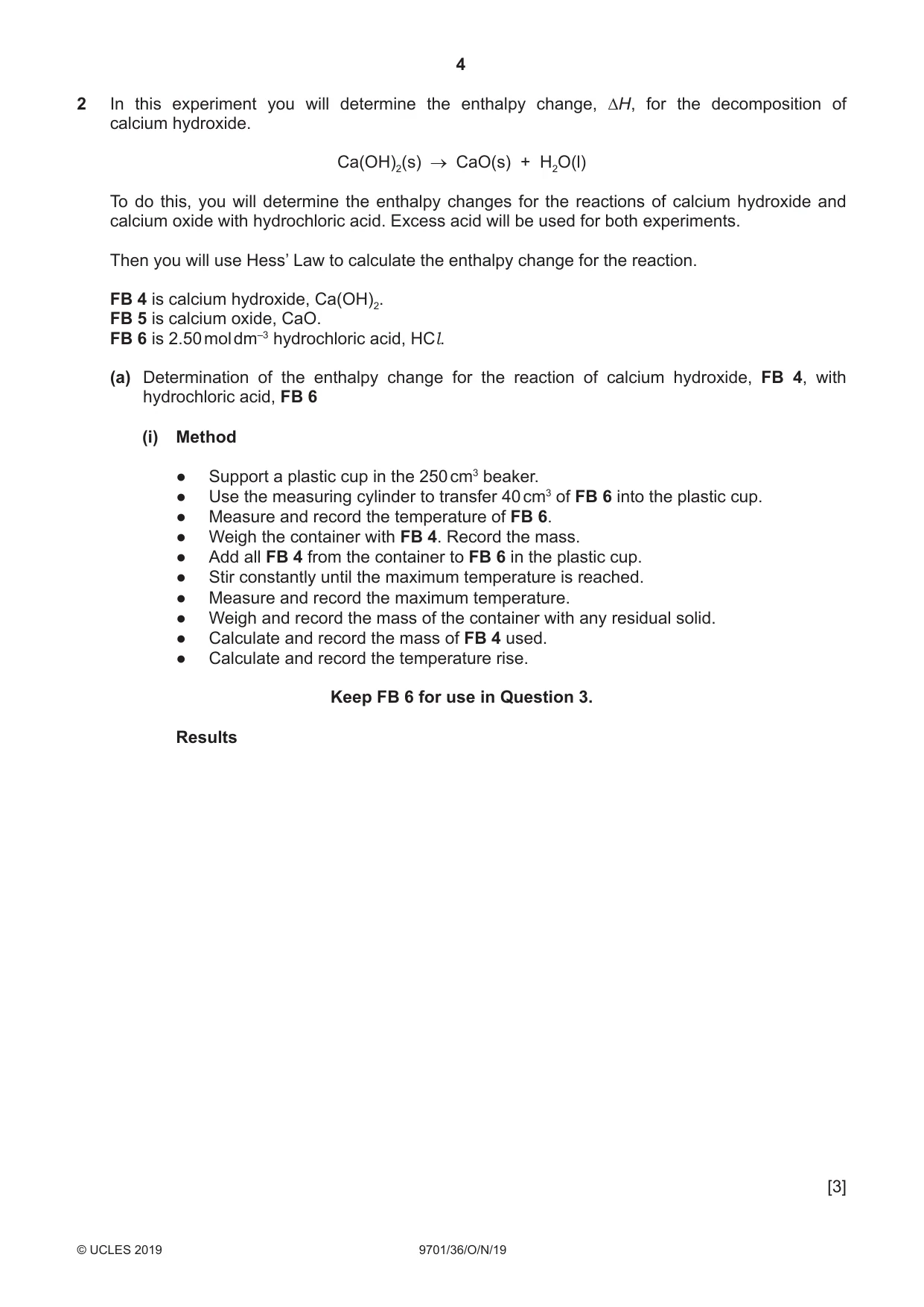 Cambridge A Level Chemistry 9701 2019 Oct/Nov Paper 3 · Variant 6 question paper, page 4 of 16