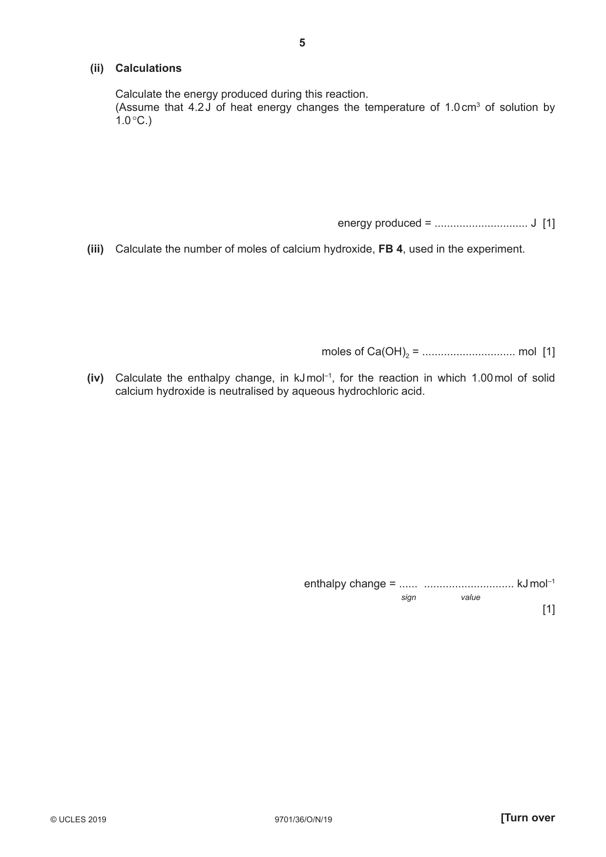 Cambridge A Level Chemistry 9701 2019 Oct/Nov Paper 3 · Variant 6 question paper, page 5 of 16