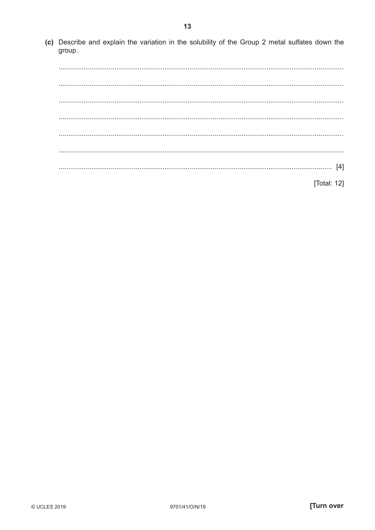 Cambridge A Level Chemistry 9701 2019 Oct/Nov Paper 4 · Variant 1 question paper, page 13 of 20