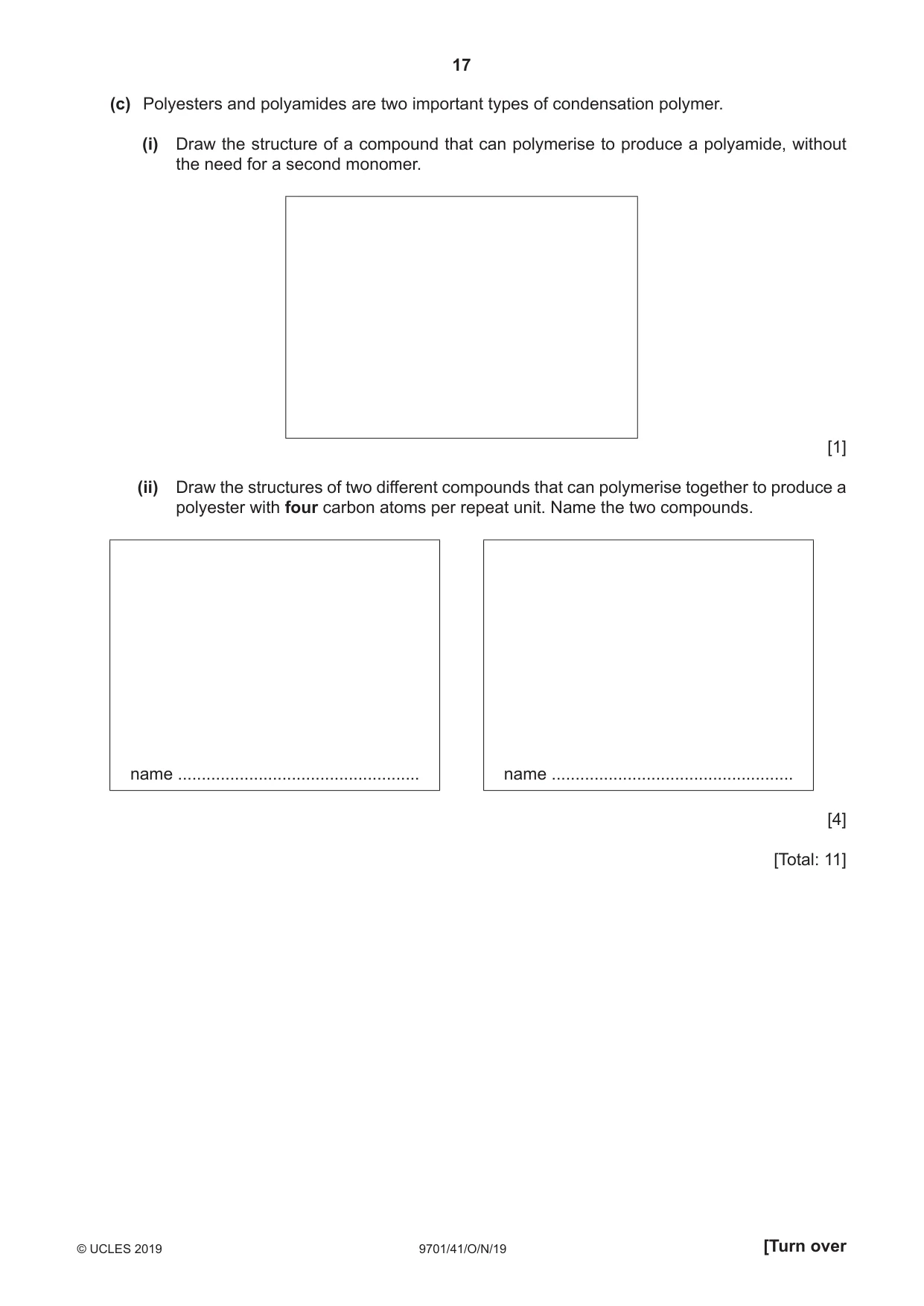 Cambridge A Level Chemistry 9701 2019 Oct/Nov Paper 4 · Variant 1 question paper, page 17 of 20
