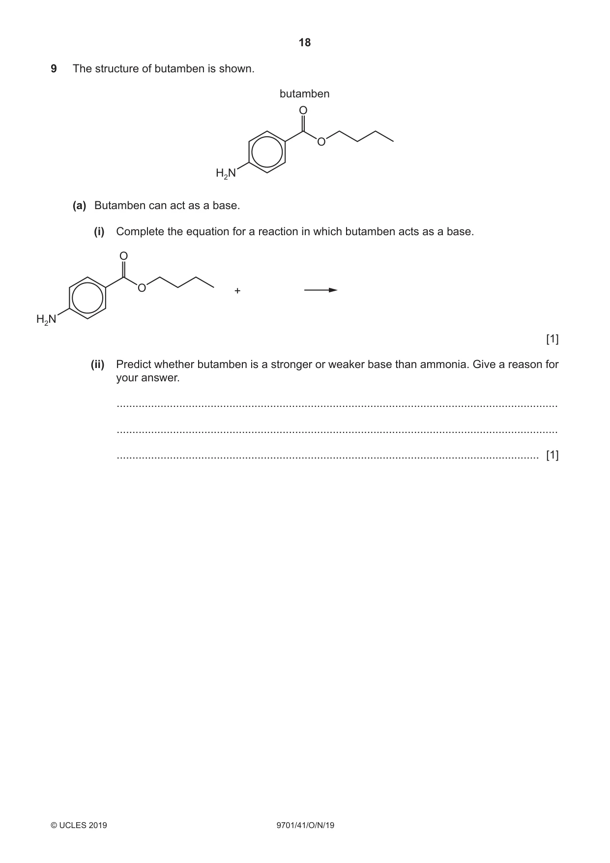 Cambridge A Level Chemistry 9701 2019 Oct/Nov Paper 4 · Variant 1 question paper, page 18 of 20