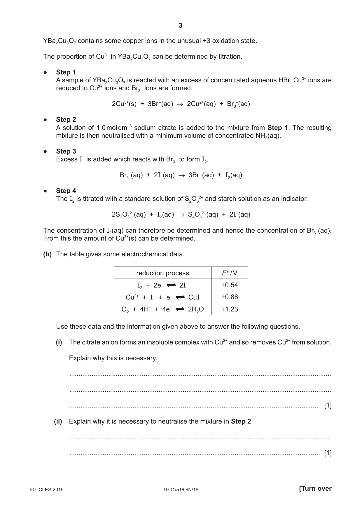 Cambridge A Level Chemistry 9701 2019 Oct/Nov Paper 5 · Variant 1 question paper, page 3 of 12