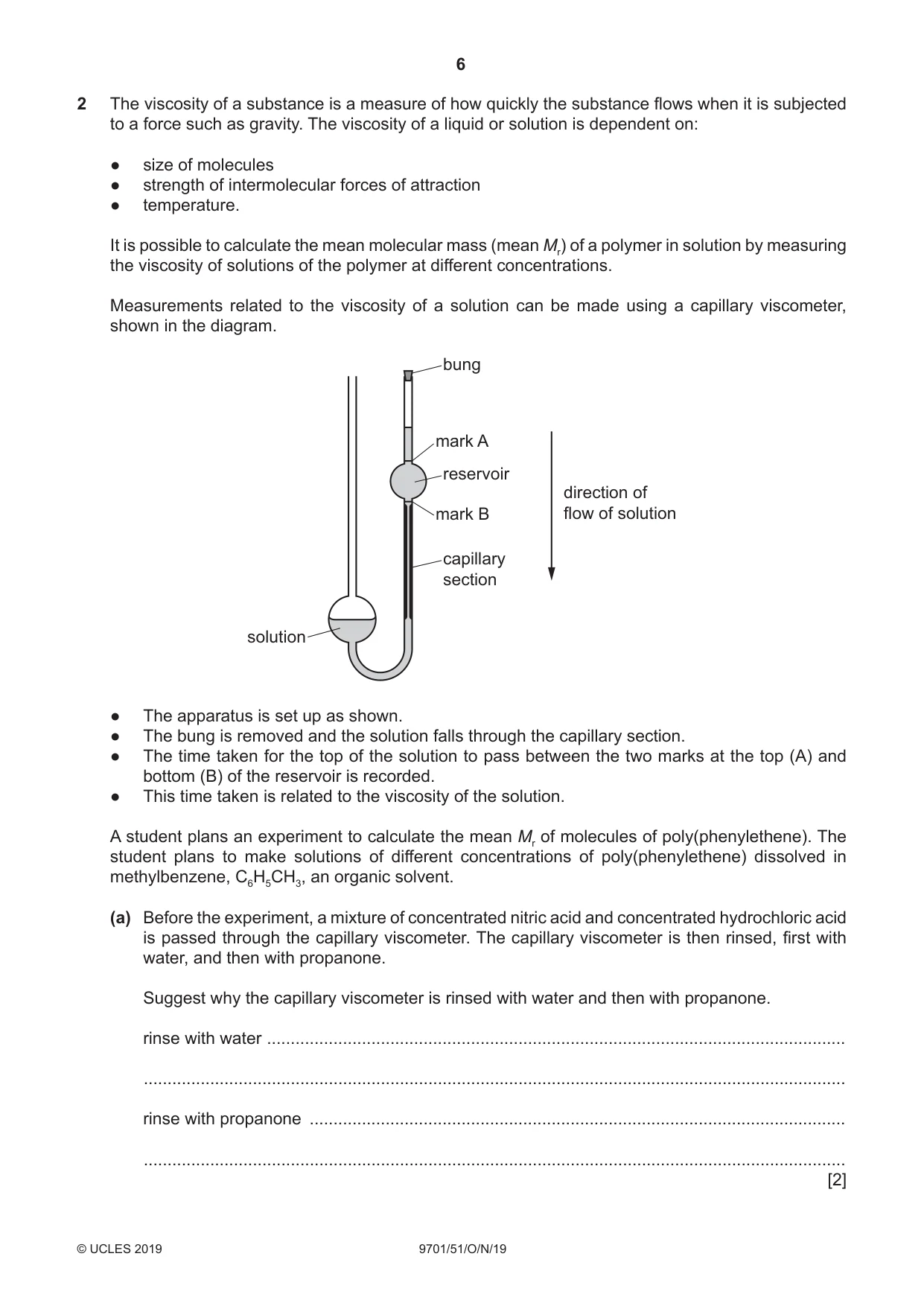 Cambridge A Level Chemistry 9701 2019 Oct/Nov Paper 5 · Variant 1 question paper, page 6 of 12