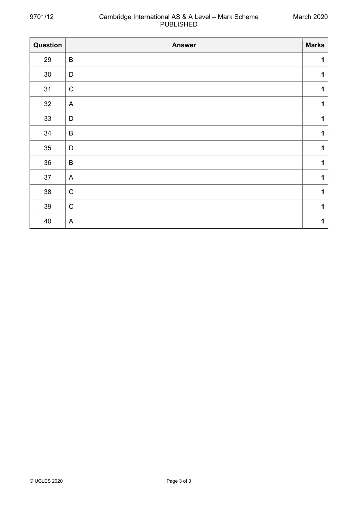 Mark scheme, page 3 of 3