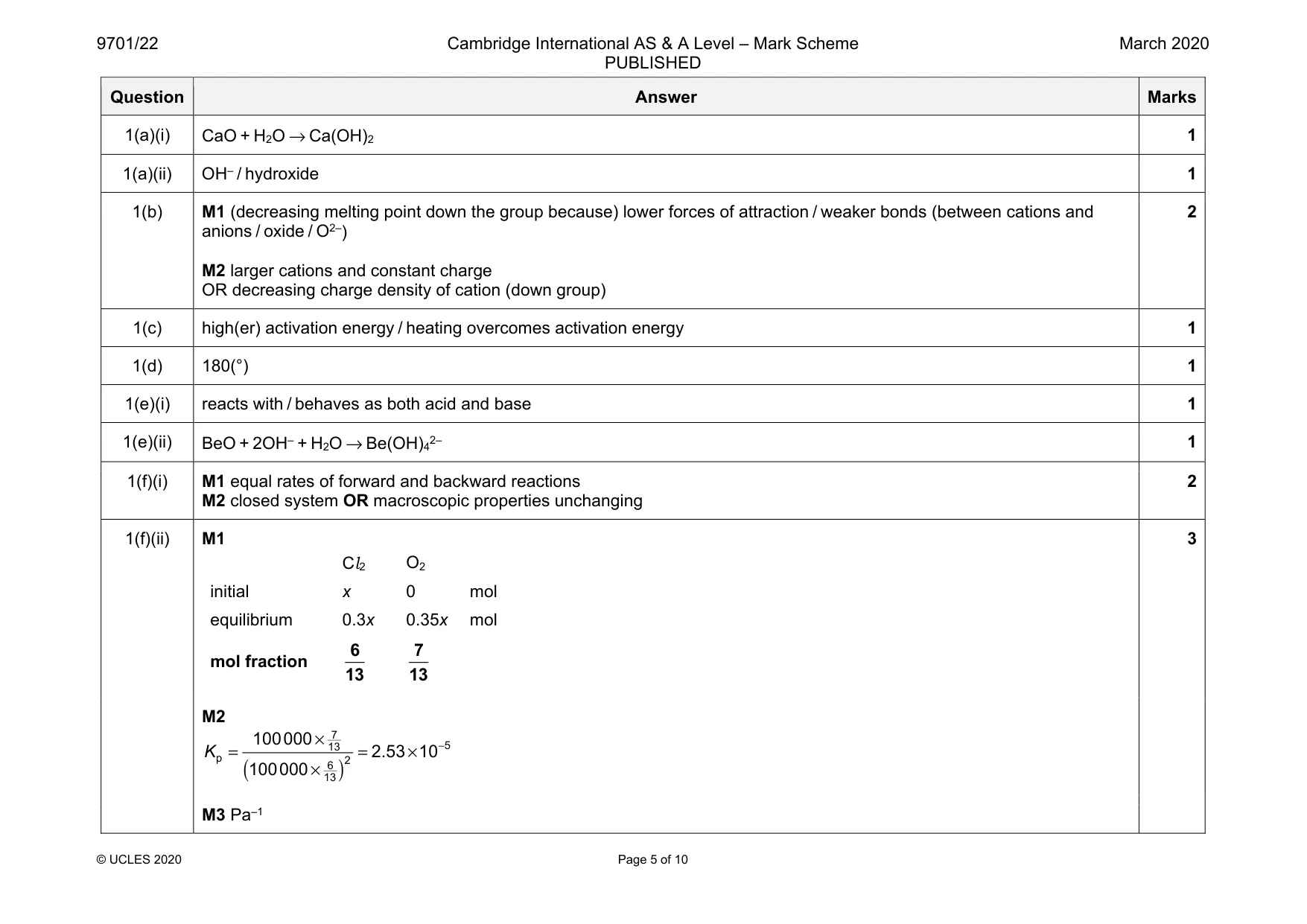 Mark scheme, page 5 of 10