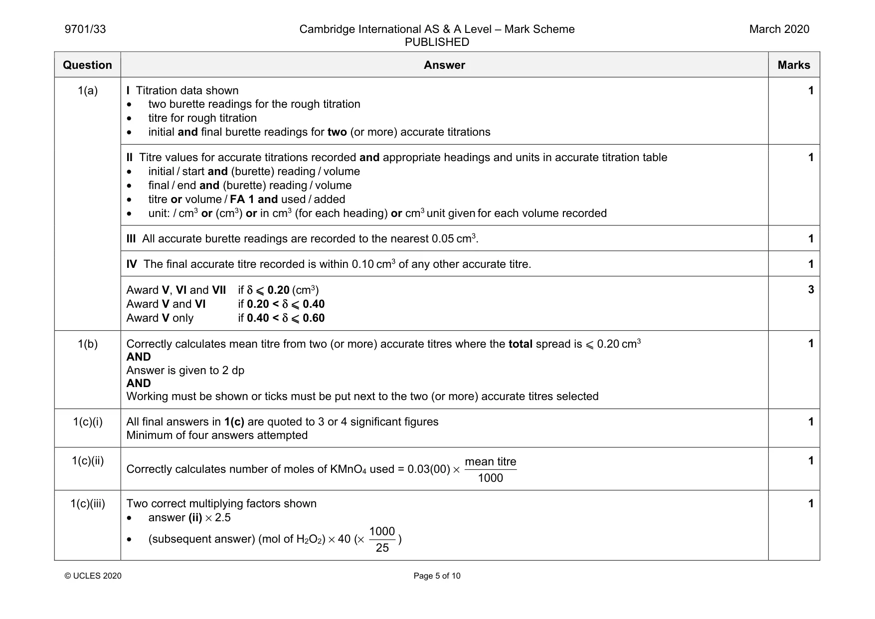 Mark scheme, page 5 of 10