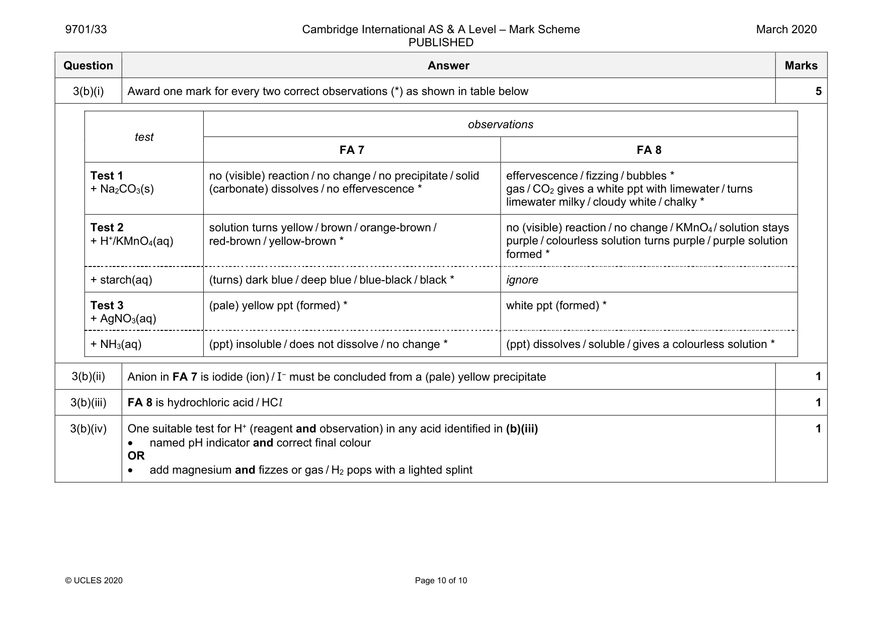 Mark scheme, page 10 of 10