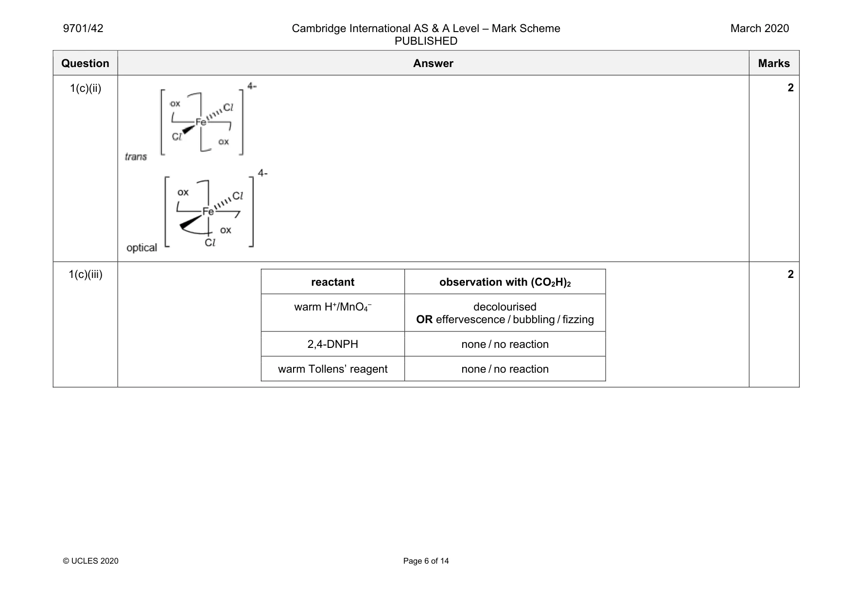 Mark scheme, page 6 of 14
