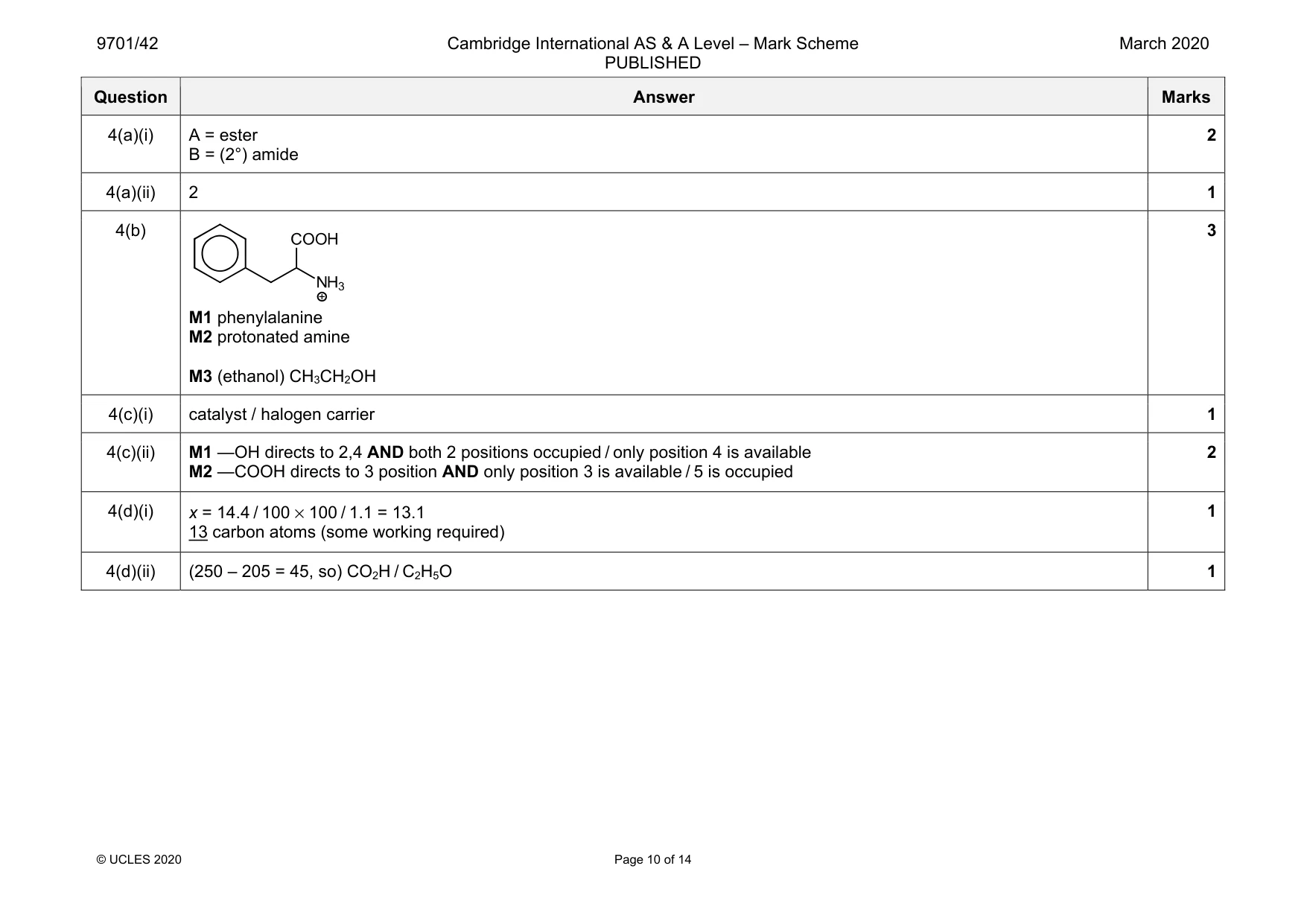 Mark scheme, page 10 of 14