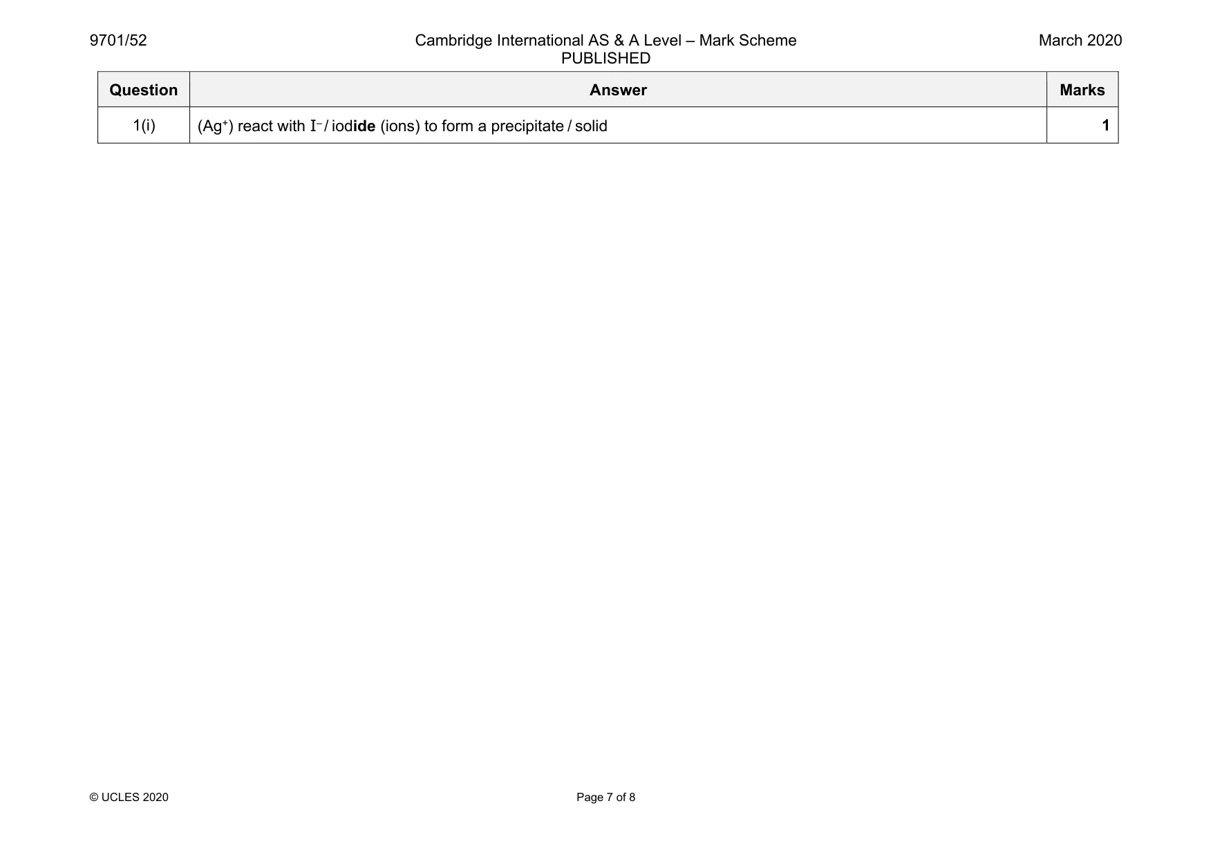 Mark scheme, page 7 of 8