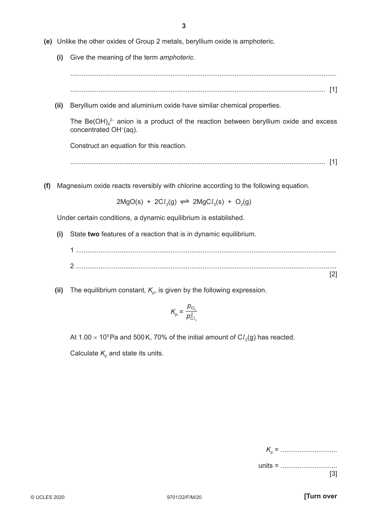 Cambridge A Level Chemistry 9701 2020 Feb/March Paper 2 · Variant 2 question paper, page 3 of 16