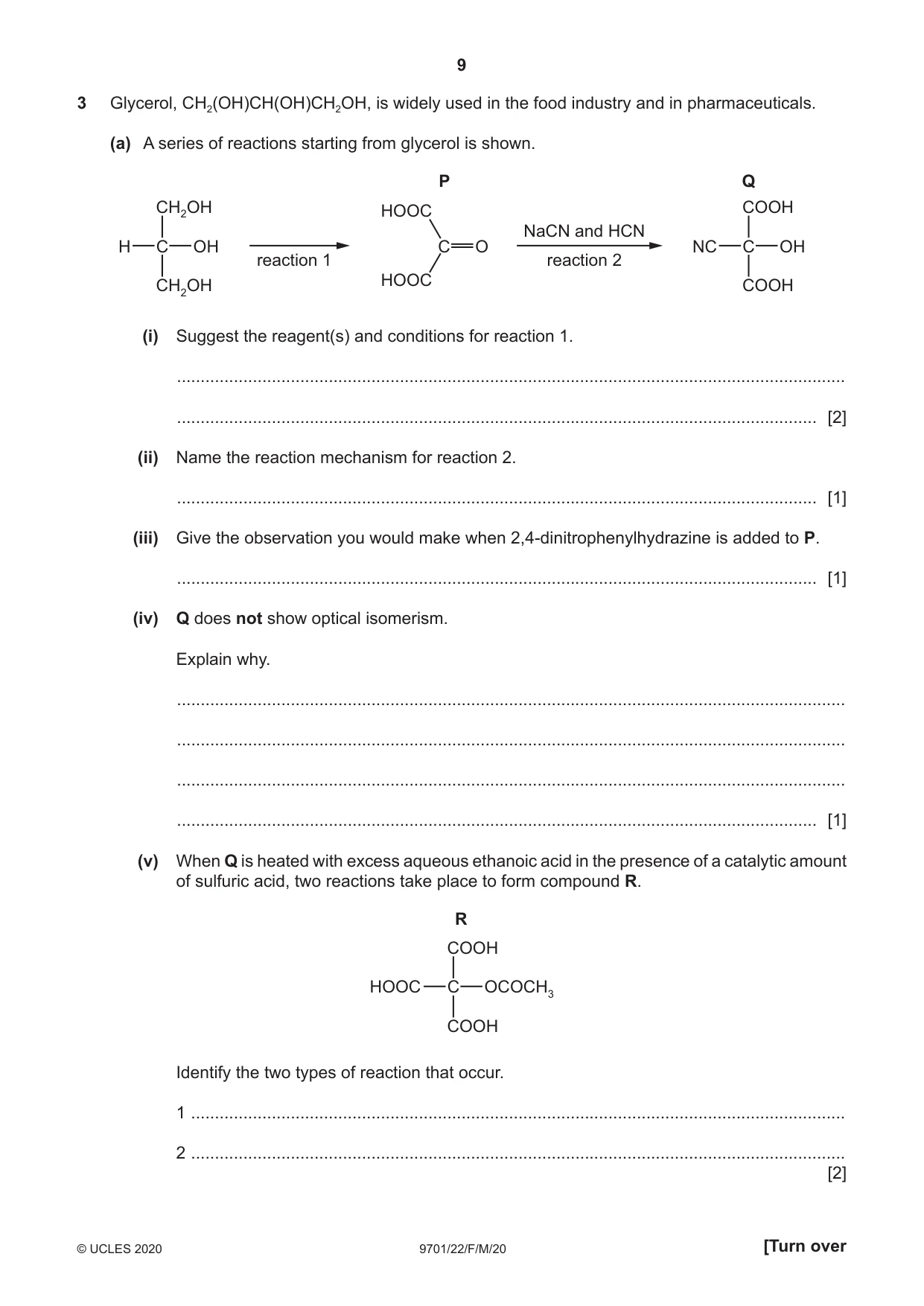 Cambridge A Level Chemistry 9701 2020 Feb/March Paper 2 · Variant 2 question paper, page 9 of 16