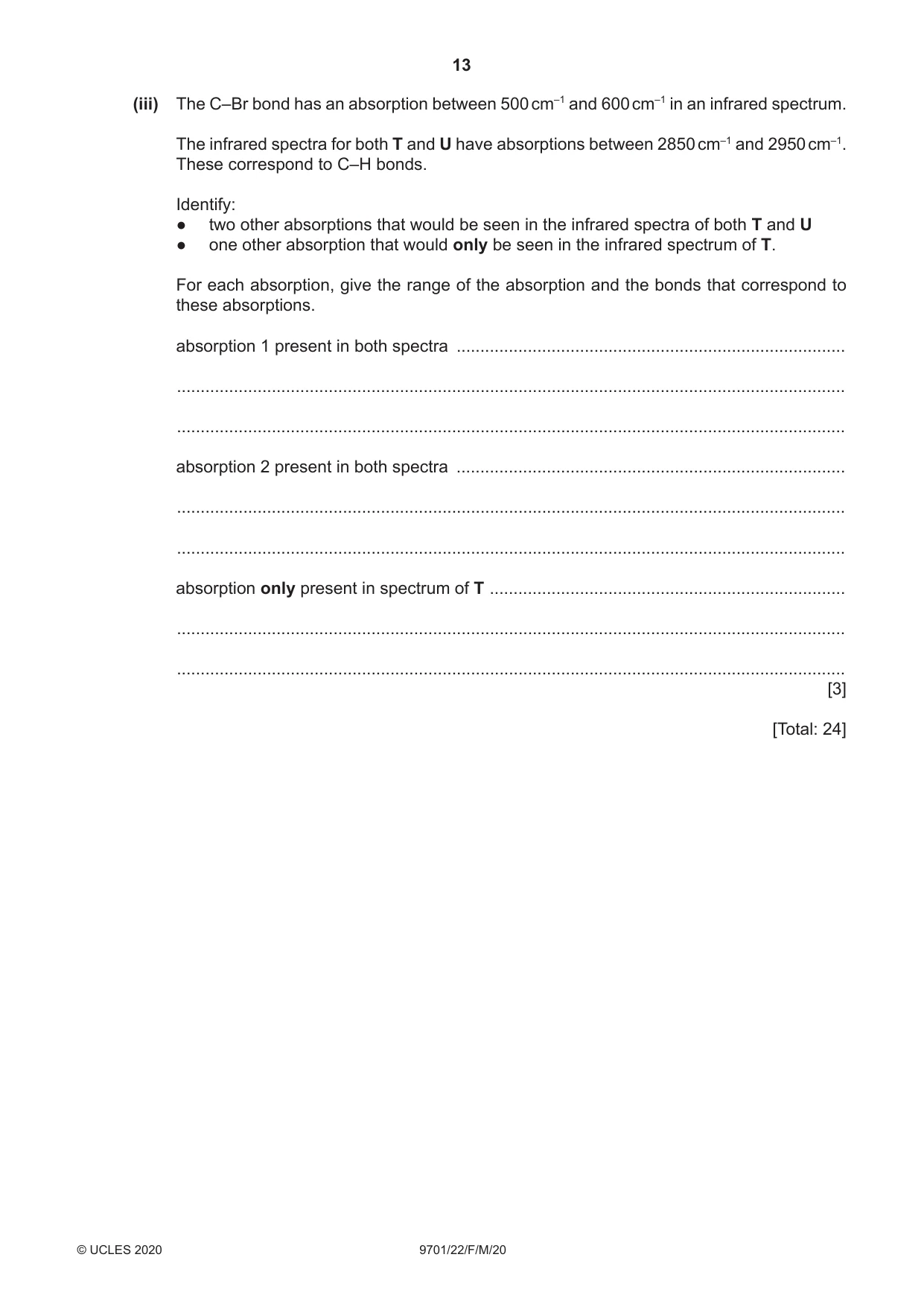 Cambridge A Level Chemistry 9701 2020 Feb/March Paper 2 · Variant 2 question paper, page 13 of 16