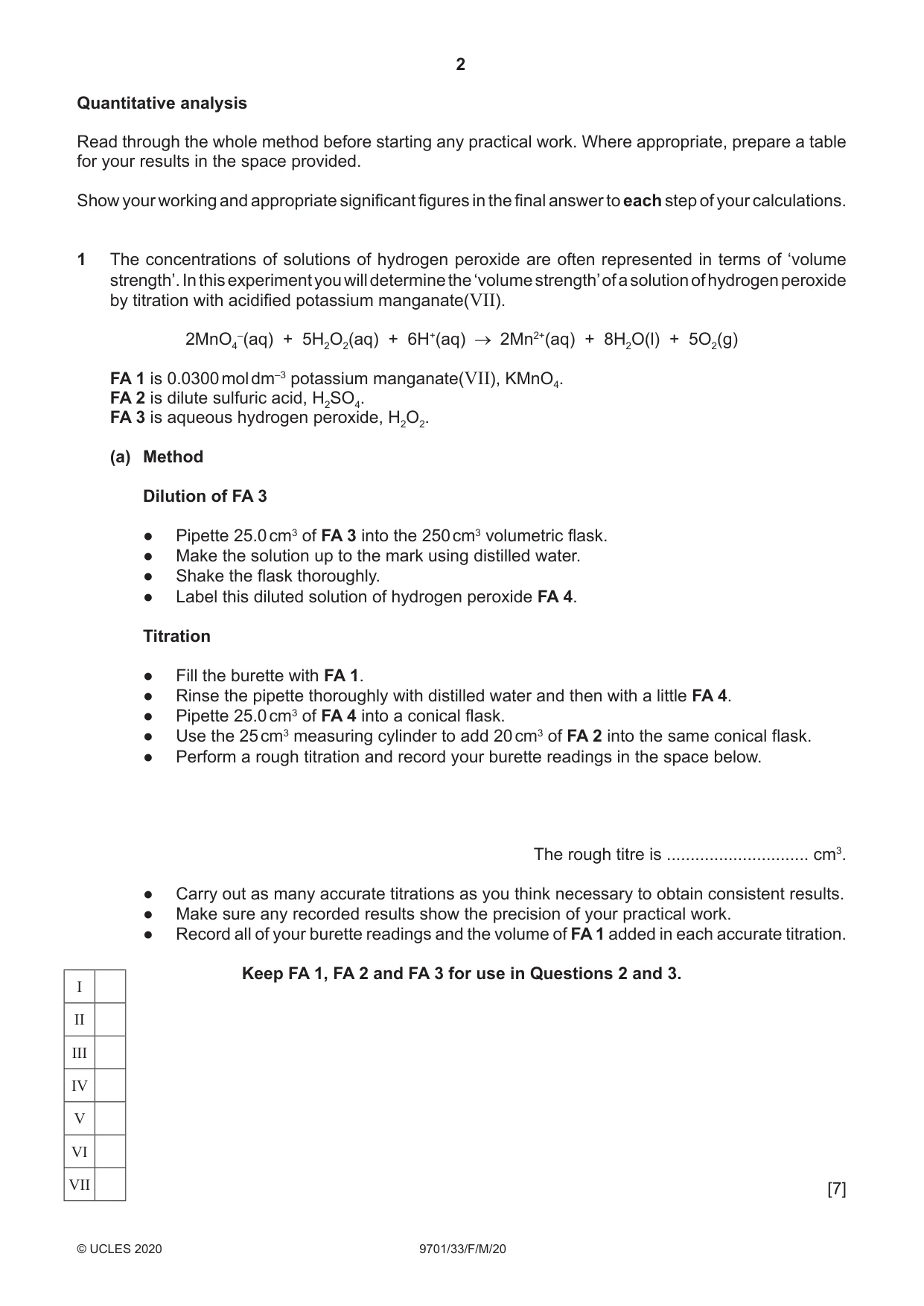Cambridge A Level Chemistry 9701 2020 Feb/March Paper 3 · Variant 3 question paper, page 2 of 12