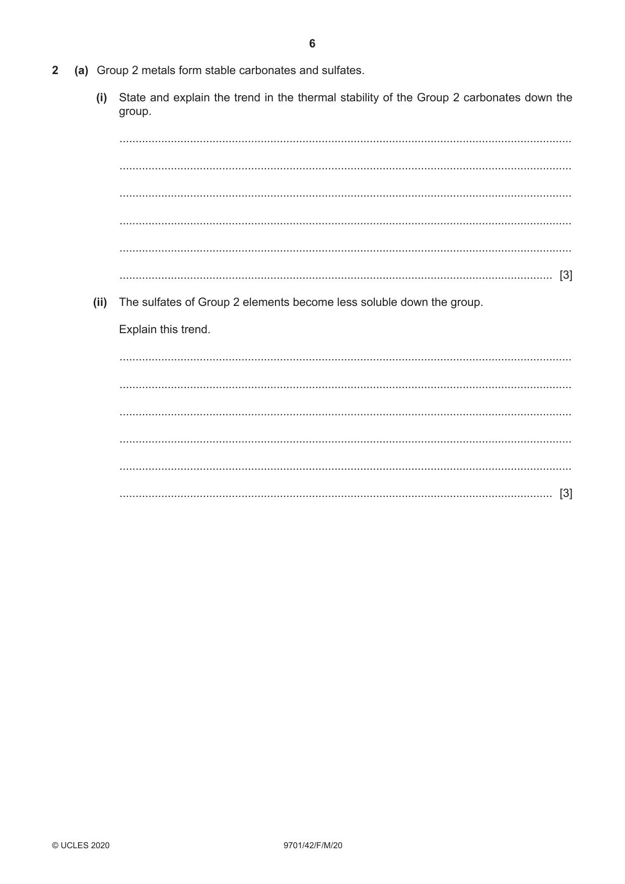 Cambridge A Level Chemistry 9701 2020 Feb/March Paper 4 · Variant 2 question paper, page 6 of 24