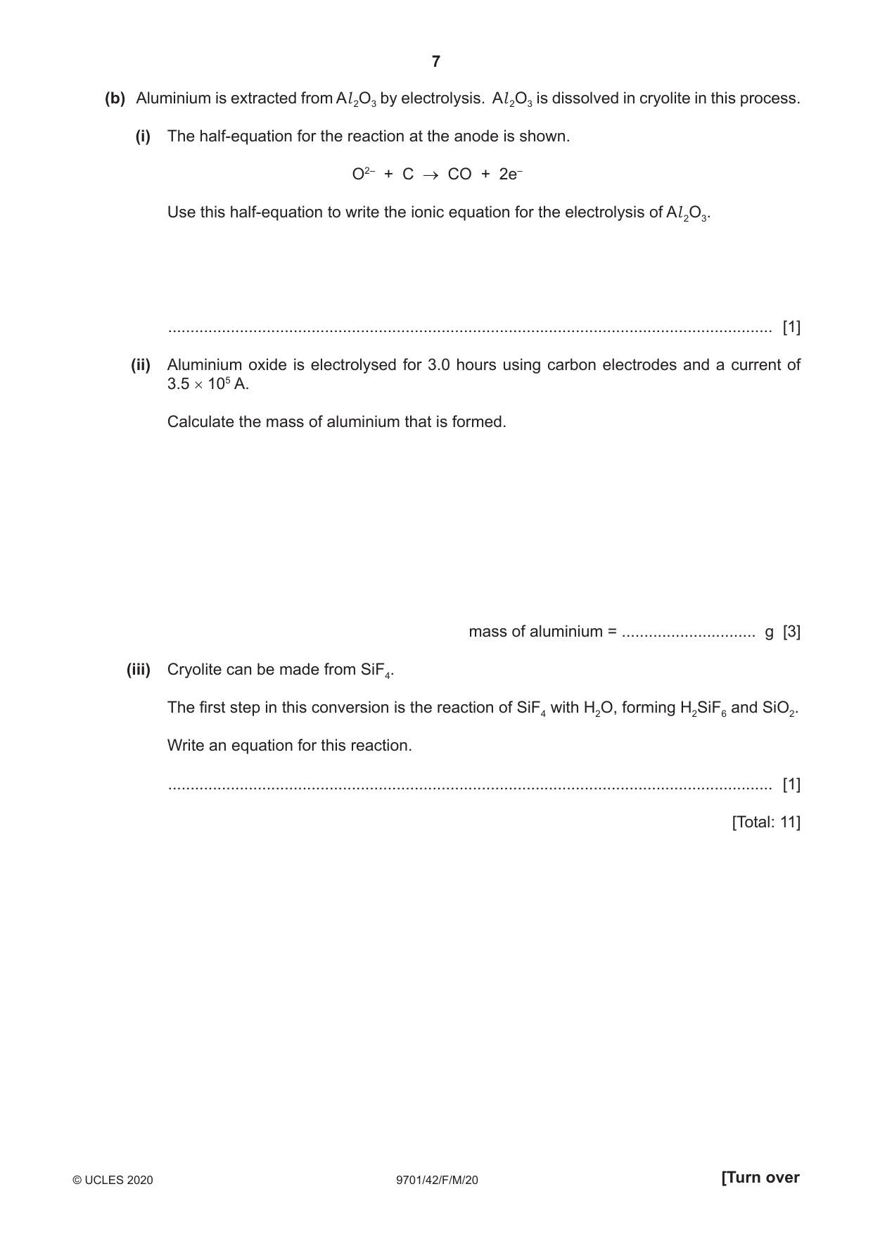 Cambridge A Level Chemistry 9701 2020 Feb/March Paper 4 · Variant 2 question paper, page 7 of 24
