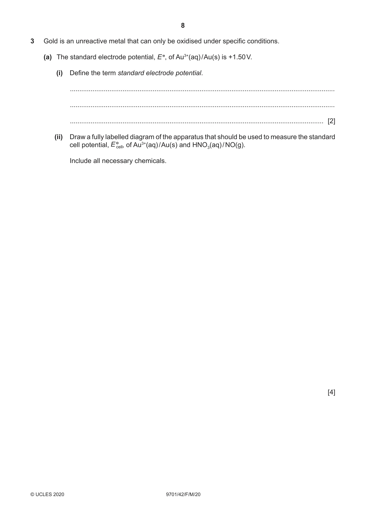Cambridge A Level Chemistry 9701 2020 Feb/March Paper 4 · Variant 2 question paper, page 8 of 24