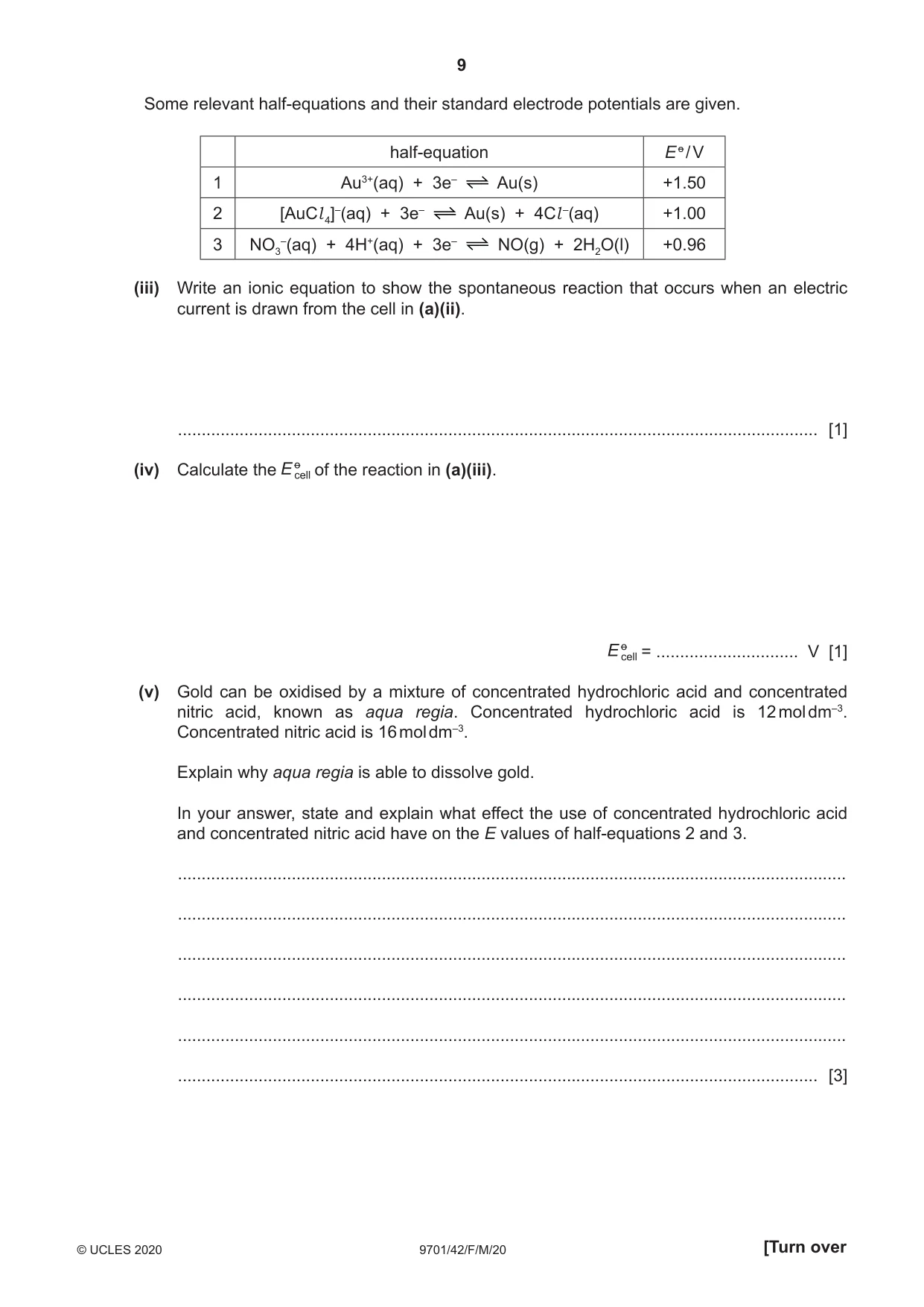 Cambridge A Level Chemistry 9701 2020 Feb/March Paper 4 · Variant 2 question paper, page 9 of 24
