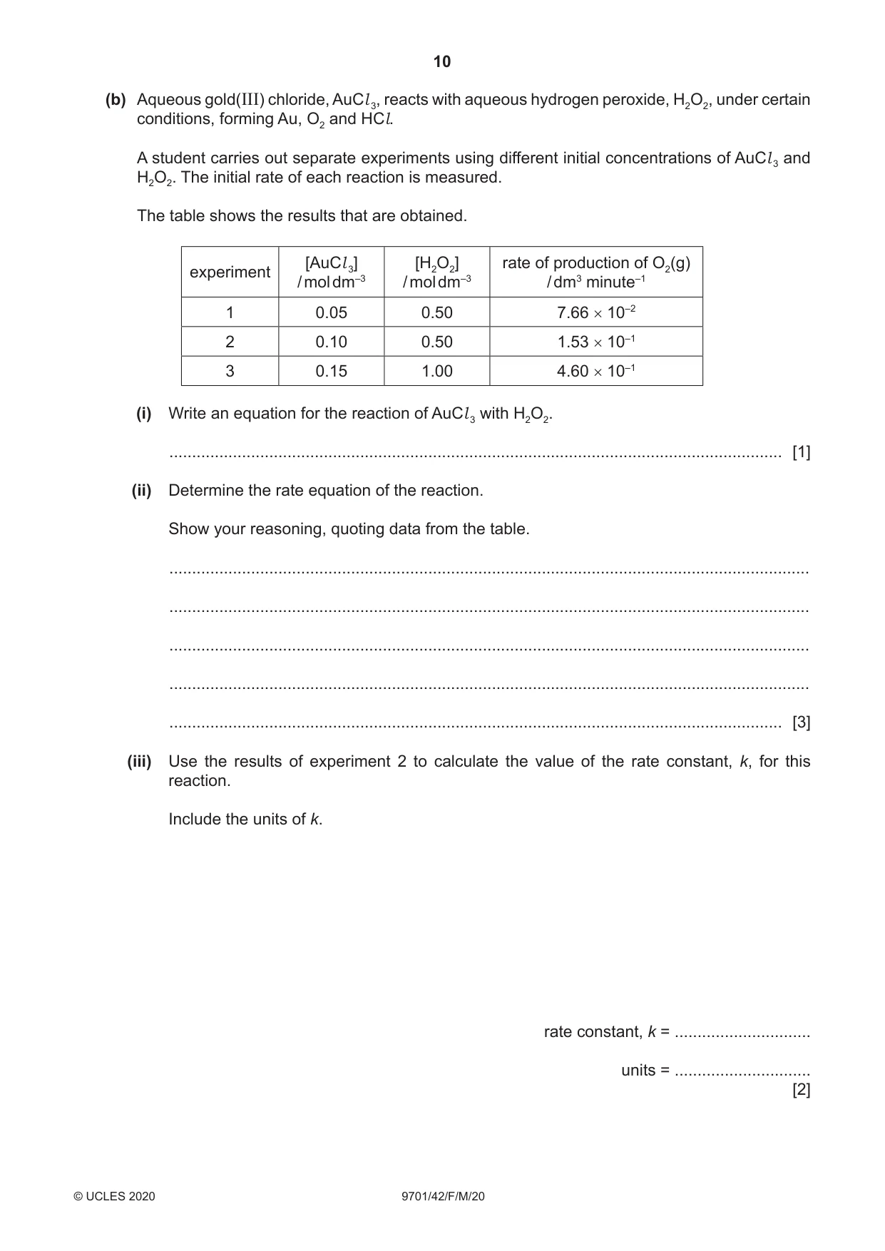 Cambridge A Level Chemistry 9701 2020 Feb/March Paper 4 · Variant 2 question paper, page 10 of 24
