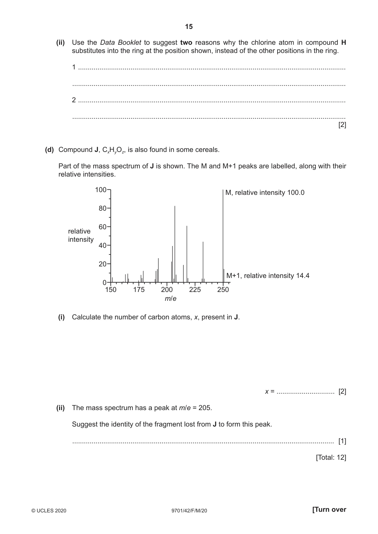 Cambridge A Level Chemistry 9701 2020 Feb/March Paper 4 · Variant 2 question paper, page 15 of 24