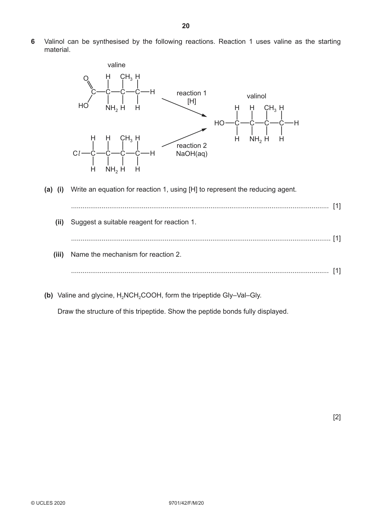 Cambridge A Level Chemistry 9701 2020 Feb/March Paper 4 · Variant 2 question paper, page 20 of 24