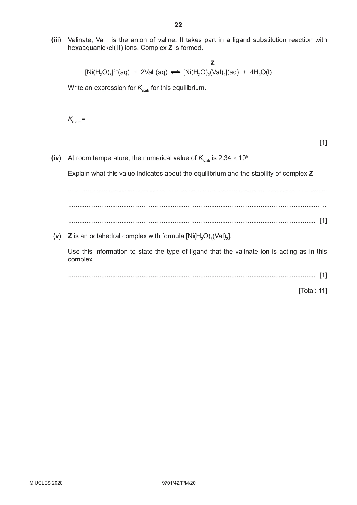 Cambridge A Level Chemistry 9701 2020 Feb/March Paper 4 · Variant 2 question paper, page 22 of 24