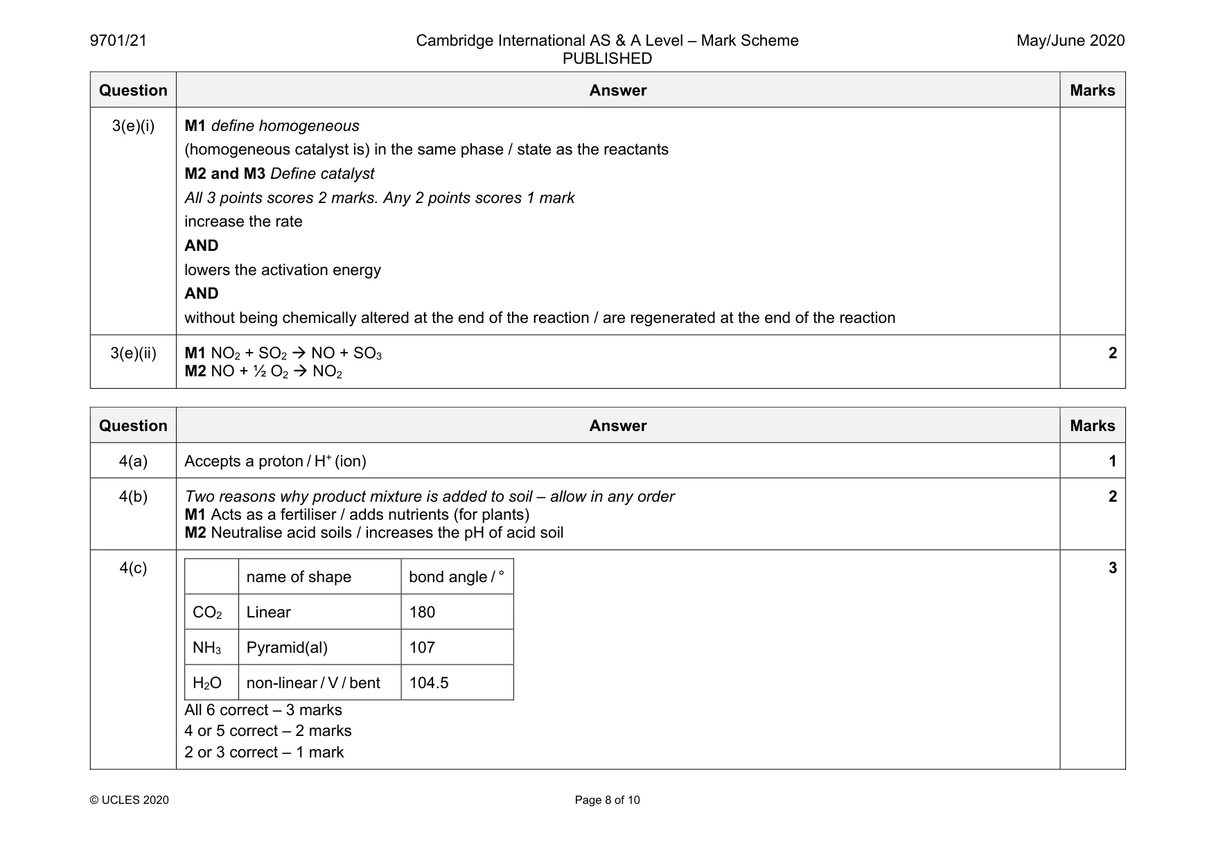 Mark scheme, page 8 of 10
