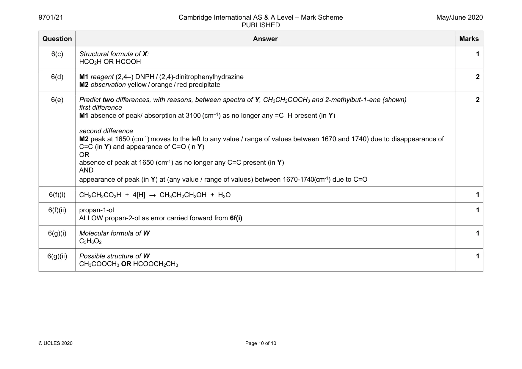 Mark scheme, page 10 of 10