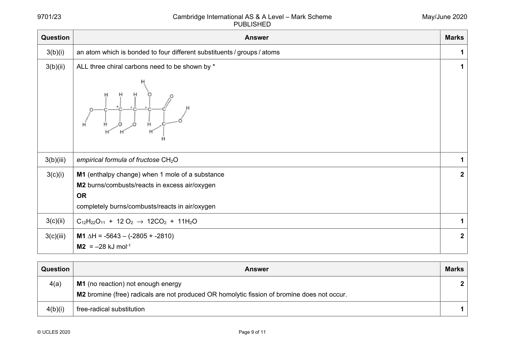 Mark scheme, page 9 of 11