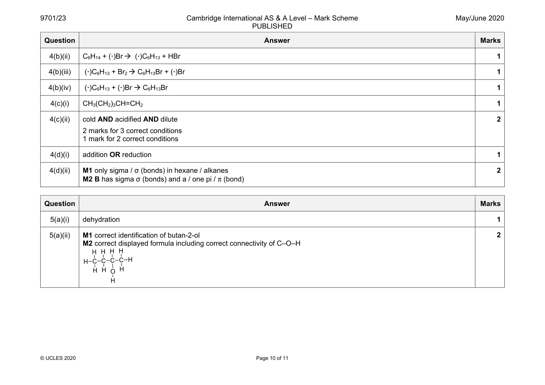 Mark scheme, page 10 of 11