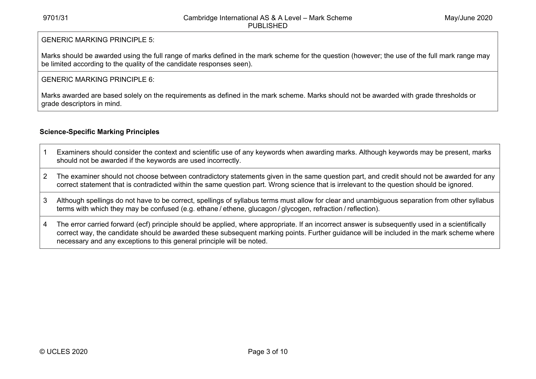 Mark scheme, page 3 of 10