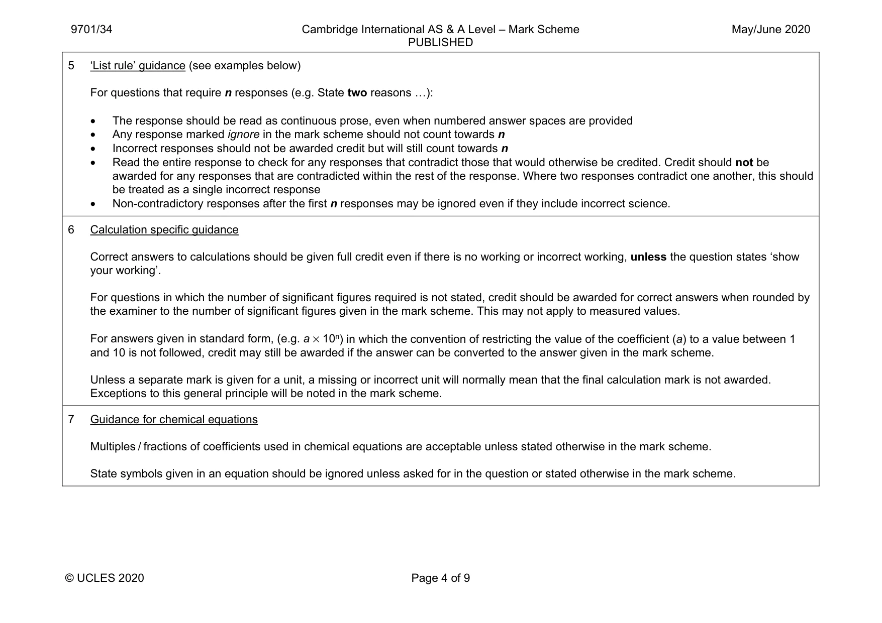 Mark scheme, page 4 of 9