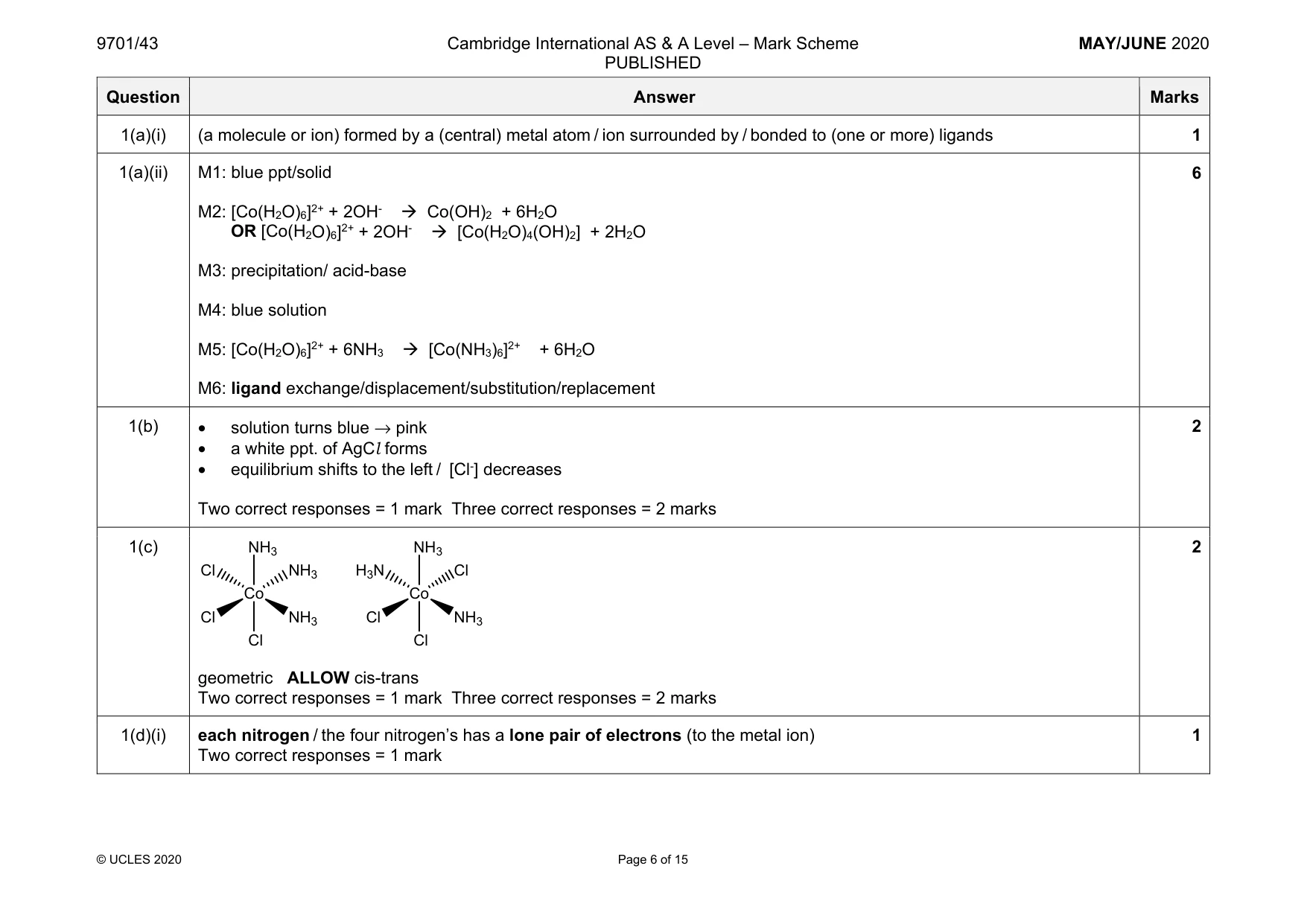Mark scheme, page 6 of 15