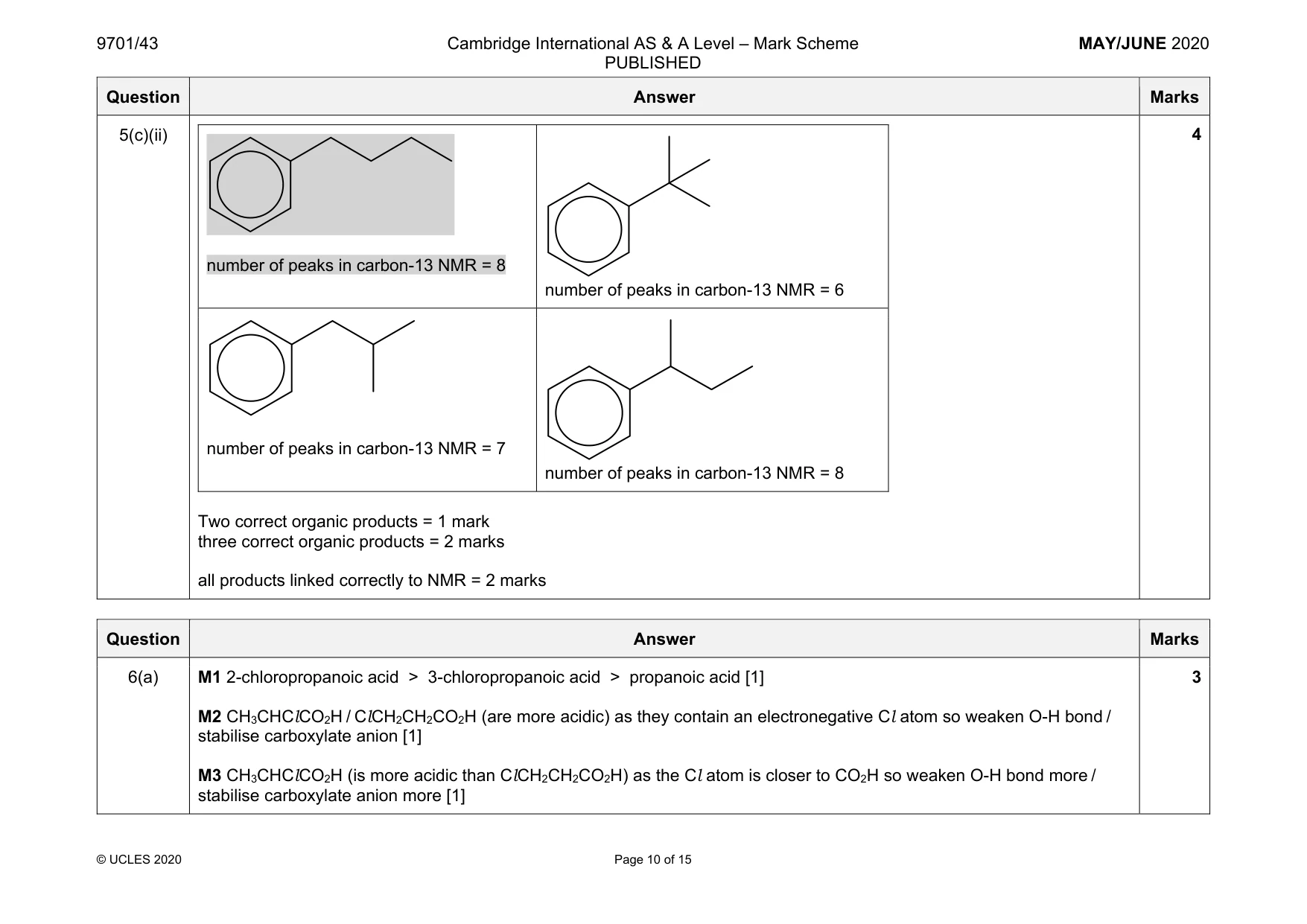 Mark scheme, page 10 of 15