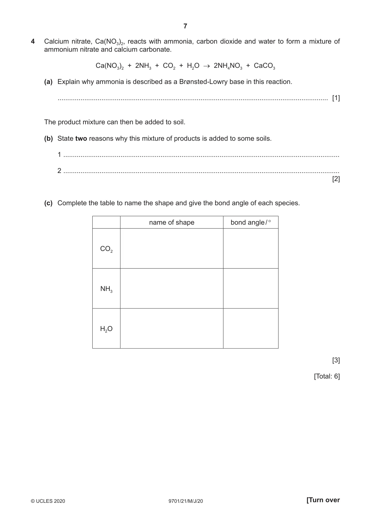Cambridge A Level Chemistry 9701 2020 May/June Paper 2 · Variant 1 question paper, page 7 of 12