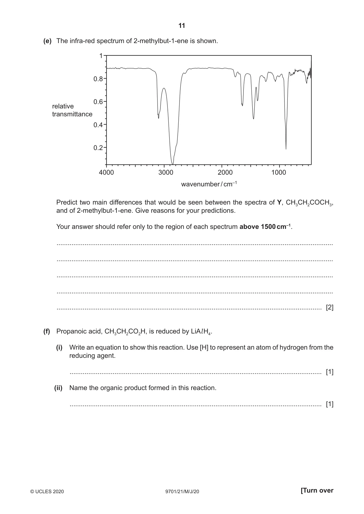 Cambridge A Level Chemistry 9701 2020 May/June Paper 2 · Variant 1 question paper, page 11 of 12