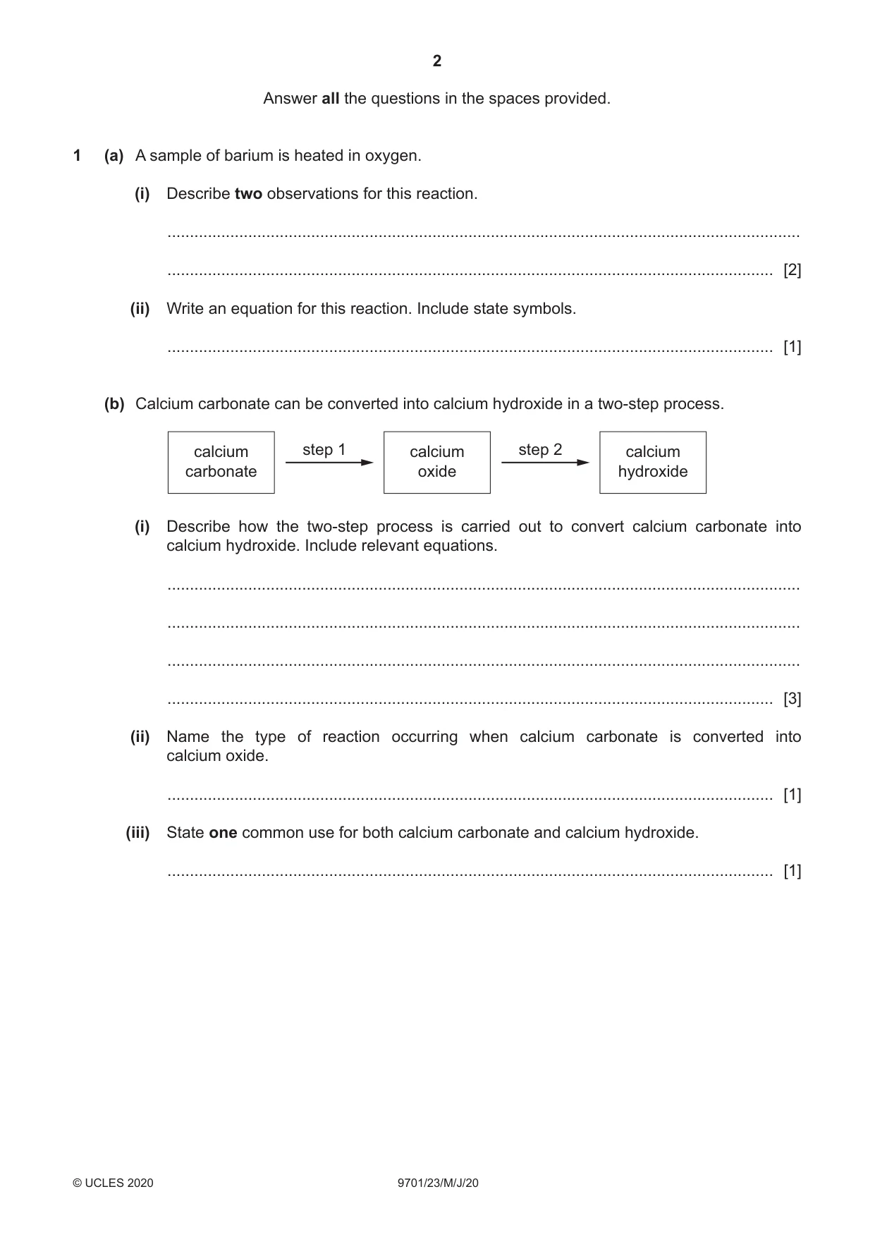 Cambridge A Level Chemistry 9701 2020 May/June Paper 2 · Variant 3 question paper, page 2 of 12