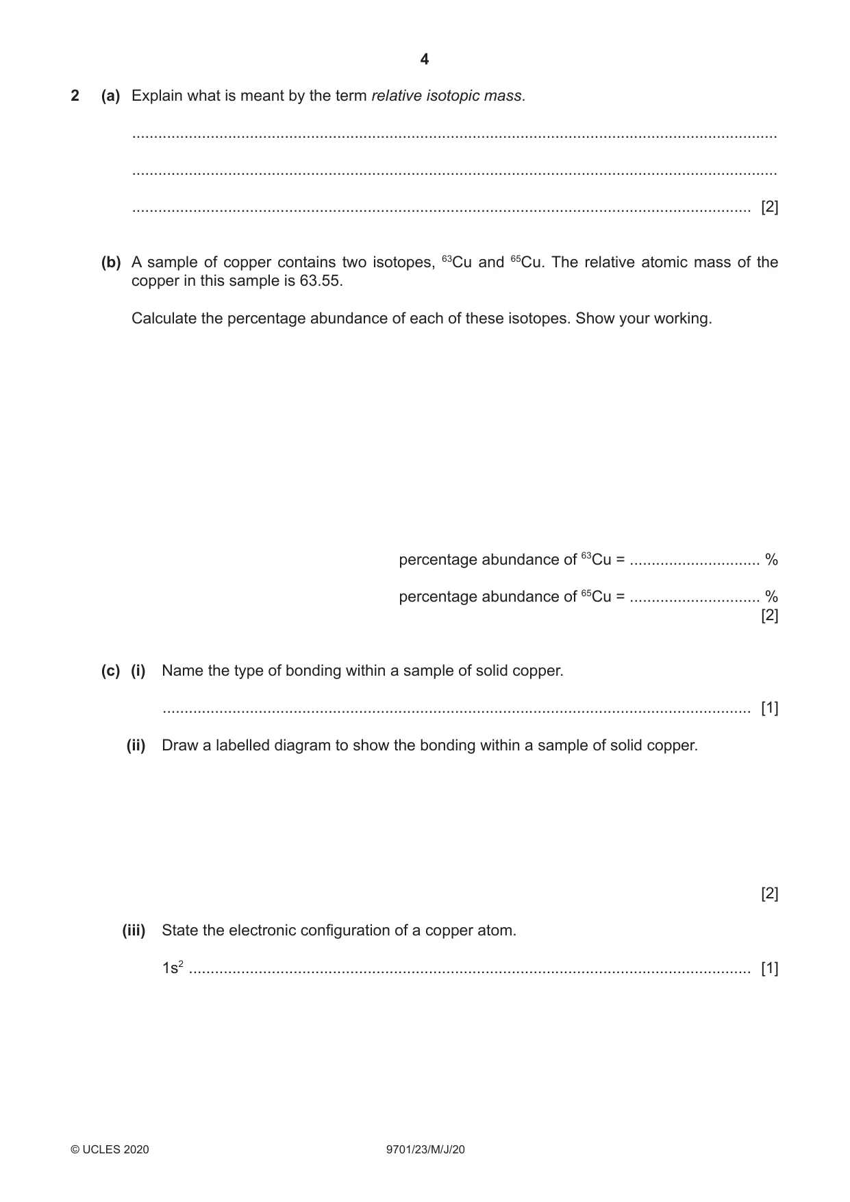 Cambridge A Level Chemistry 9701 2020 May/June Paper 2 · Variant 3 question paper, page 4 of 12