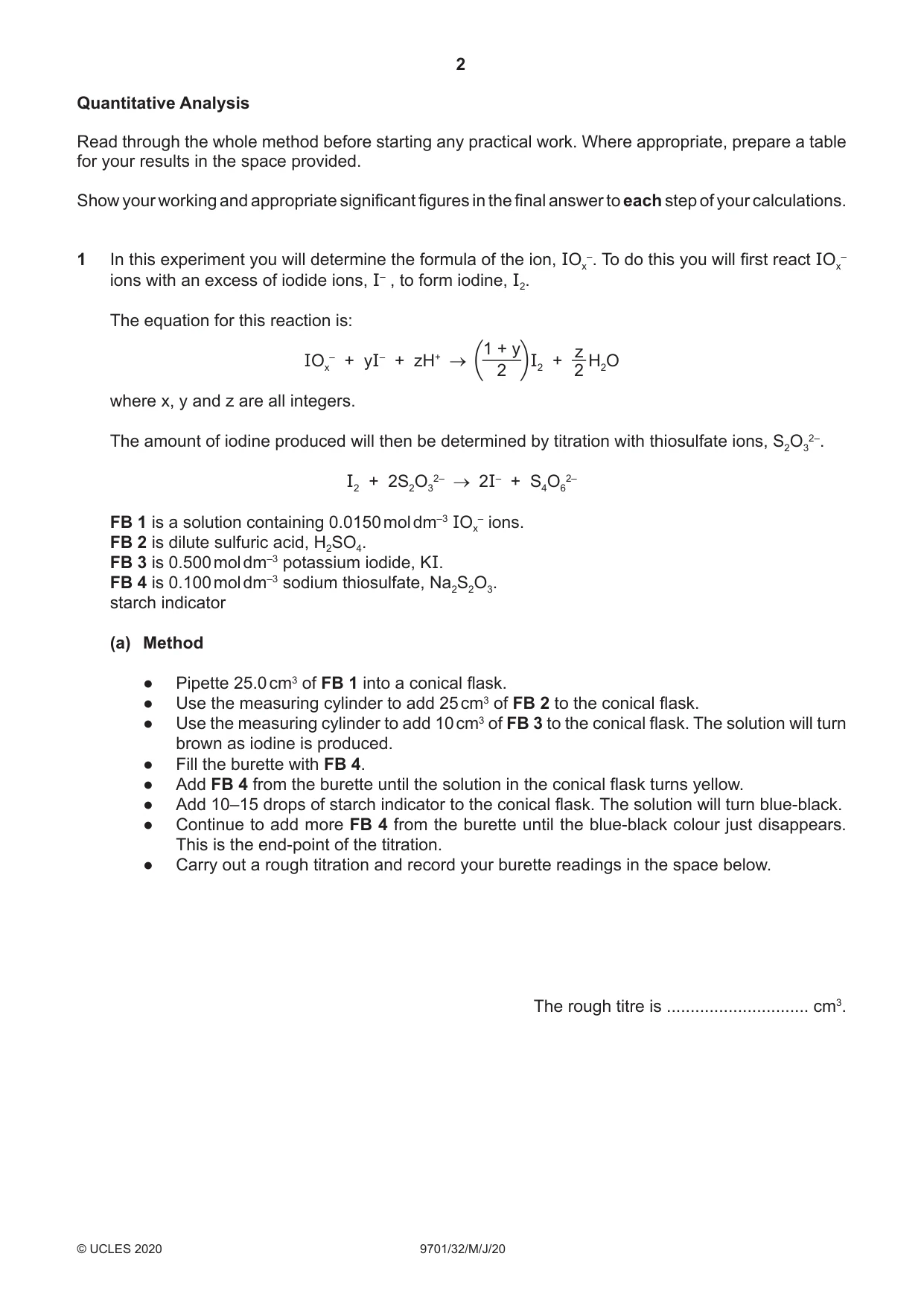 Cambridge A Level Chemistry 9701 2020 May/June Paper 3 · Variant 2 question paper, page 2 of 12