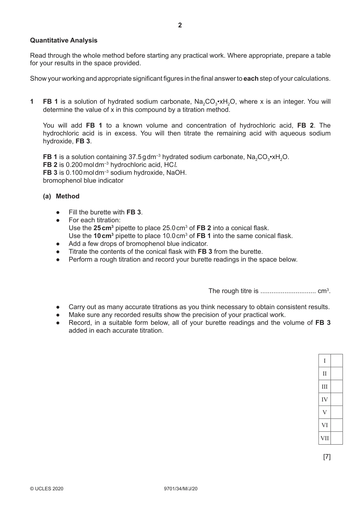 Cambridge A Level Chemistry 9701 2020 May/June Paper 3 · Variant 4 question paper, page 2 of 12