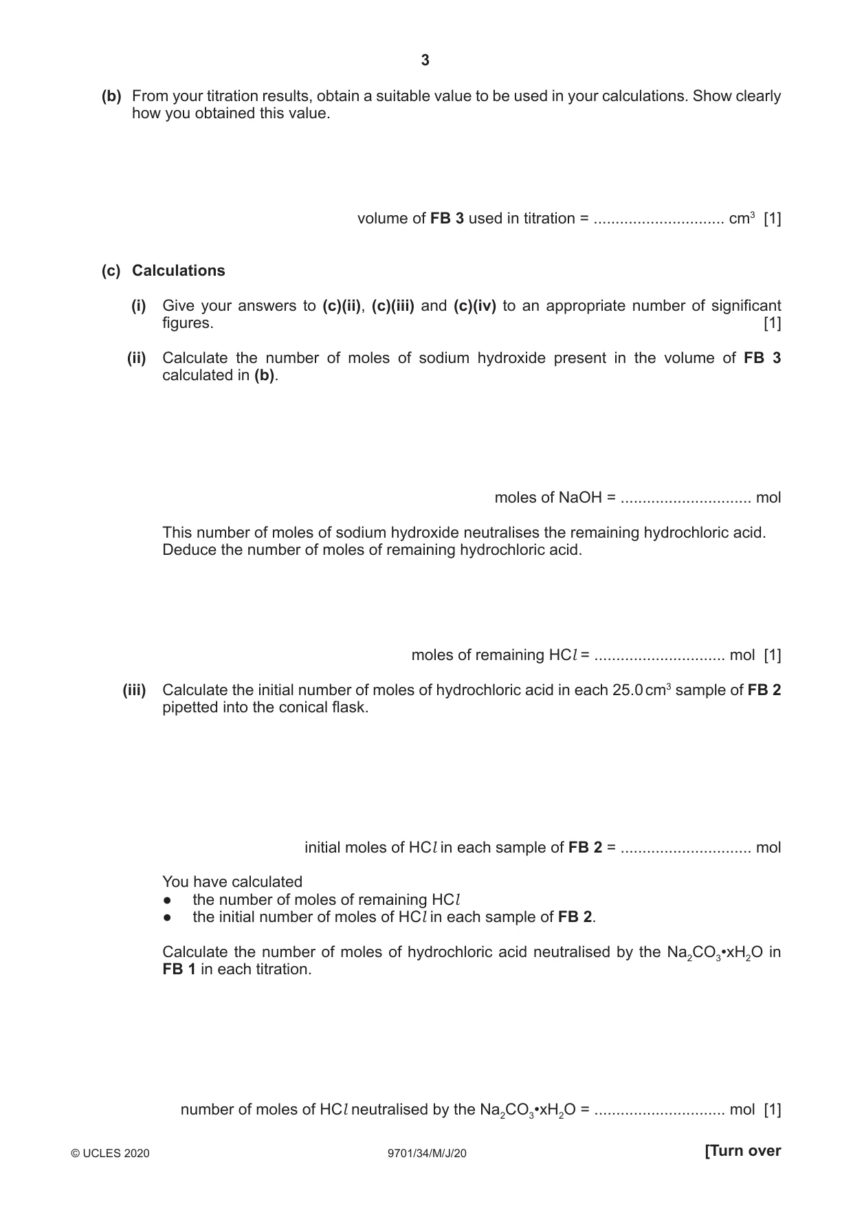 Cambridge A Level Chemistry 9701 2020 May/June Paper 3 · Variant 4 question paper, page 3 of 12
