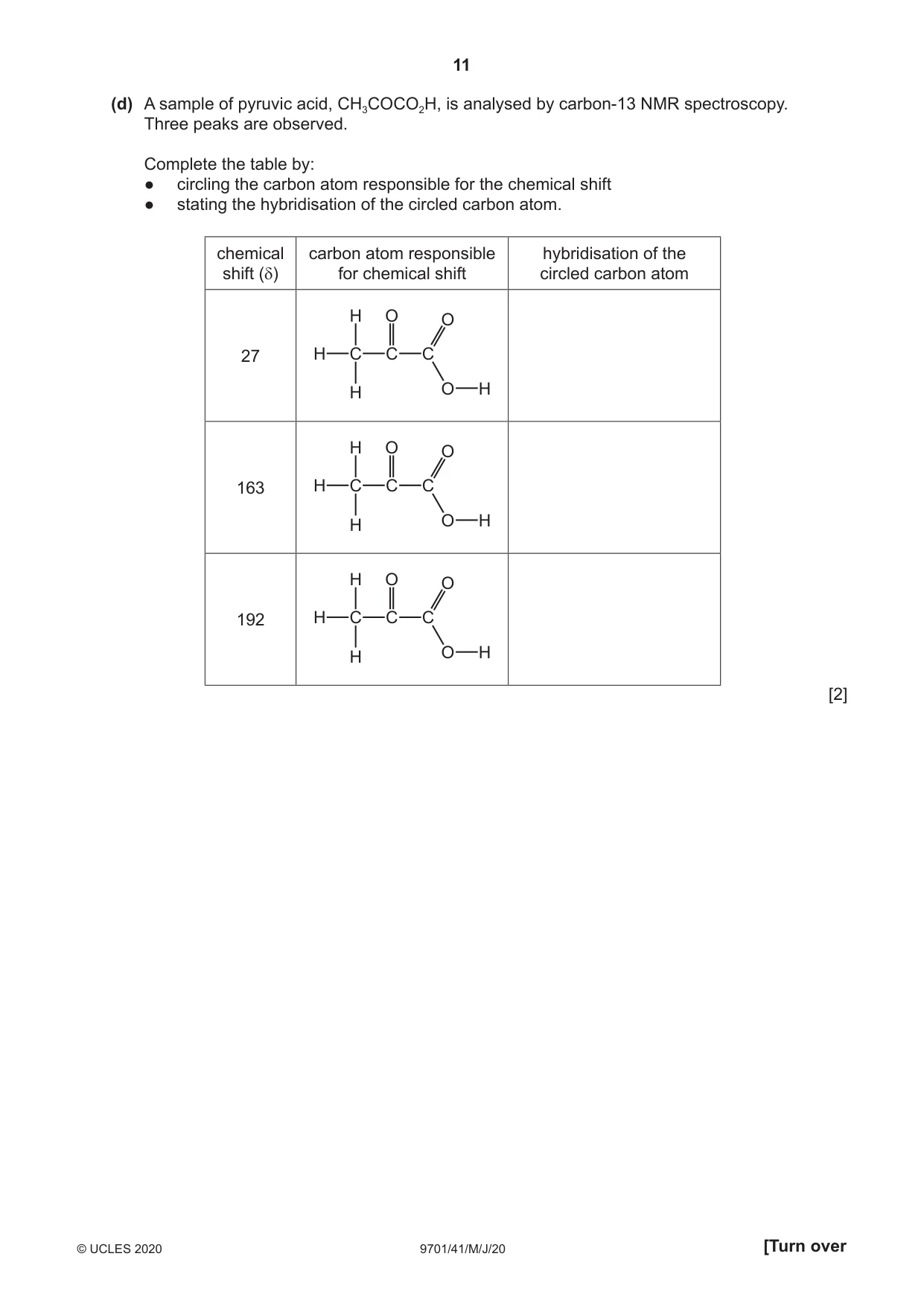 Cambridge A Level Chemistry 9701 2020 May/June Paper 4 · Variant 1 question paper, page 11 of 20