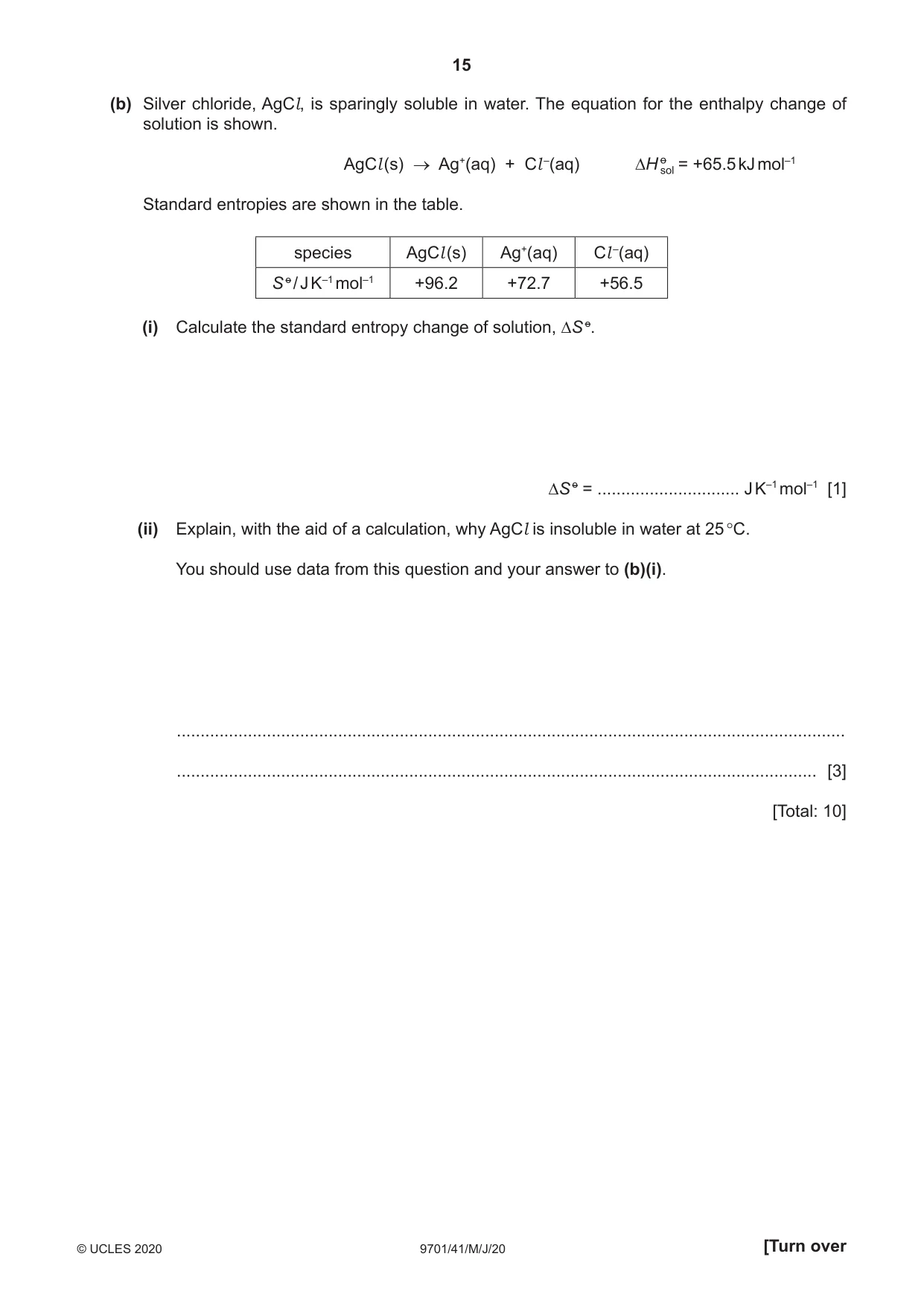 Cambridge A Level Chemistry 9701 2020 May/June Paper 4 · Variant 1 question paper, page 15 of 20