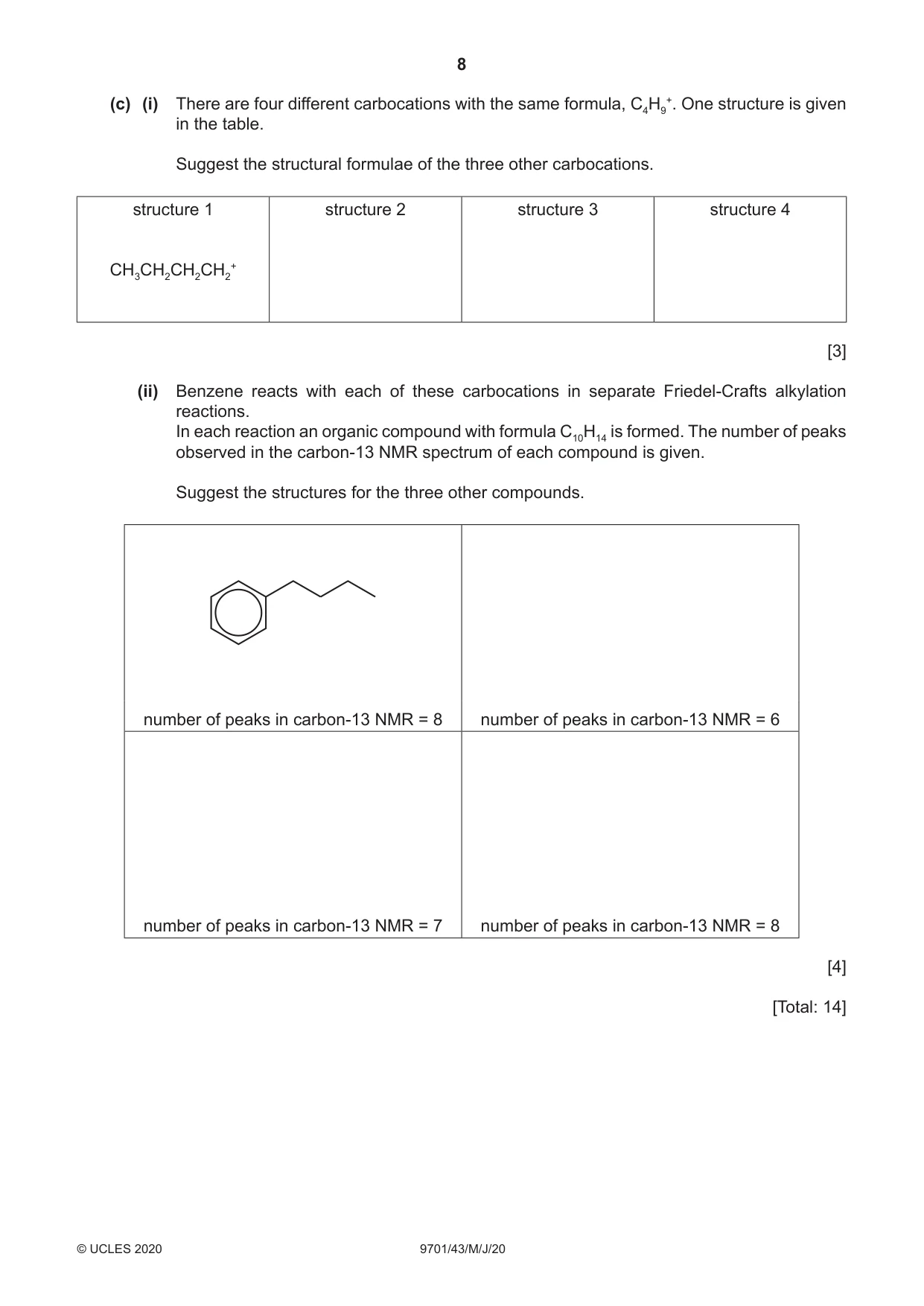 Cambridge A Level Chemistry 9701 2020 May/June Paper 4 · Variant 3 question paper, page 8 of 20